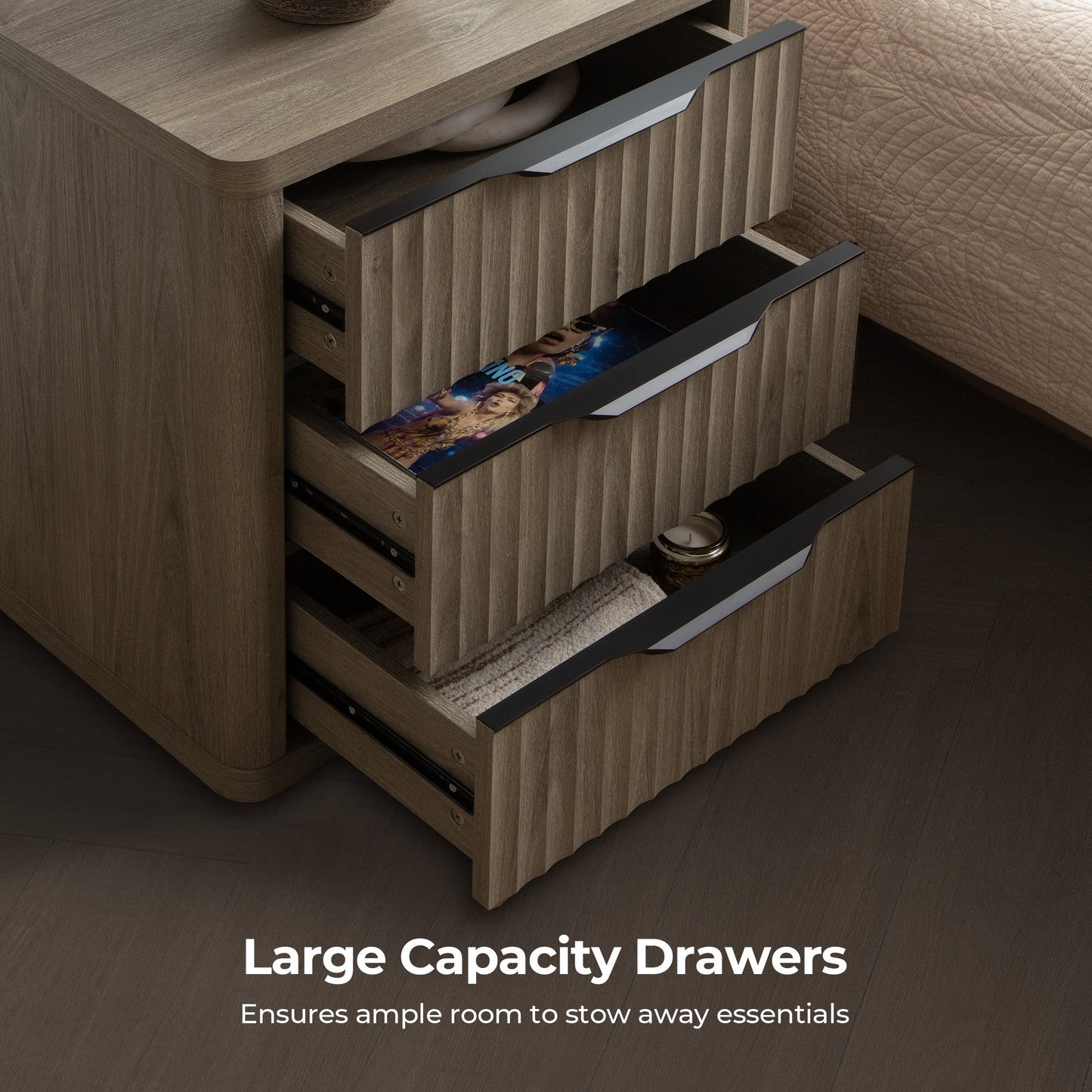 Stria 9-Drawer Dresser and Cas 3-Drawer Nightstand Set
