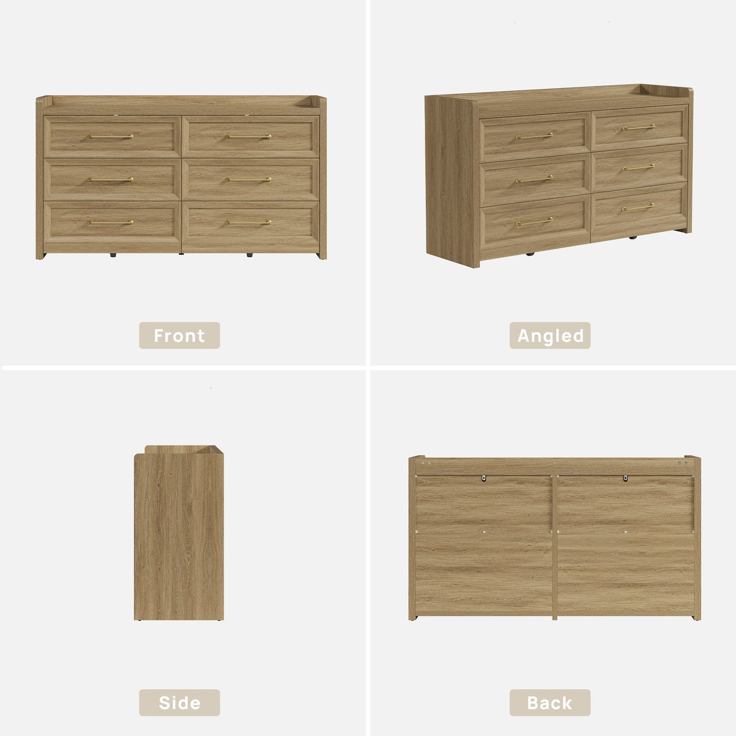 Helio White 6 Drawers Dresser