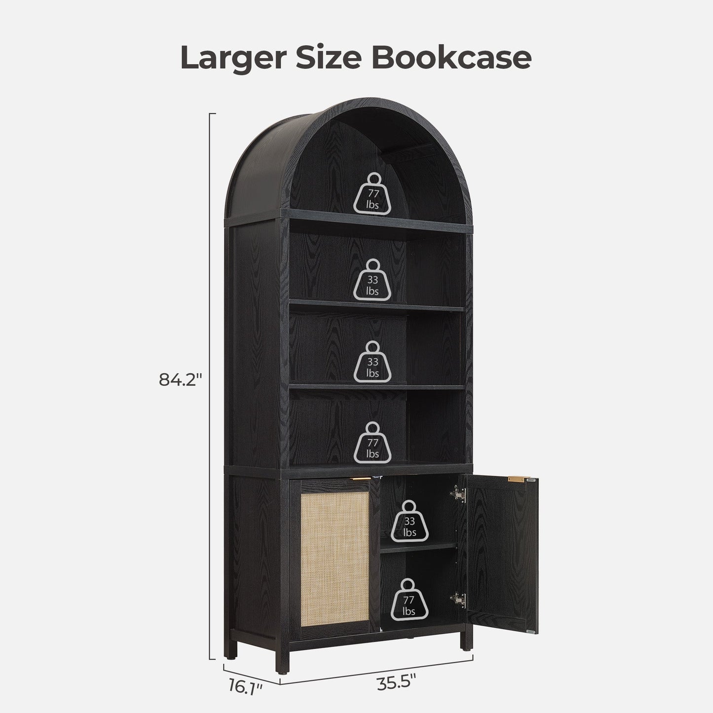Savanna Arched Bookcase with Storage