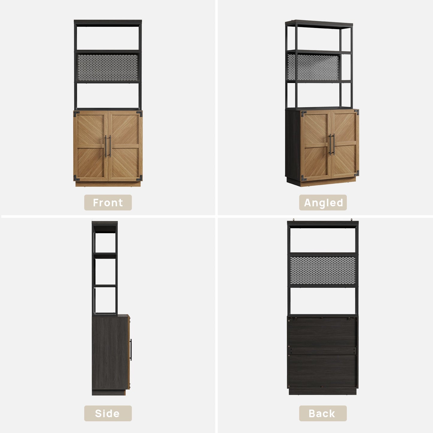 Willow 2 Doors Bookshelf, 75.3 Inch Tall