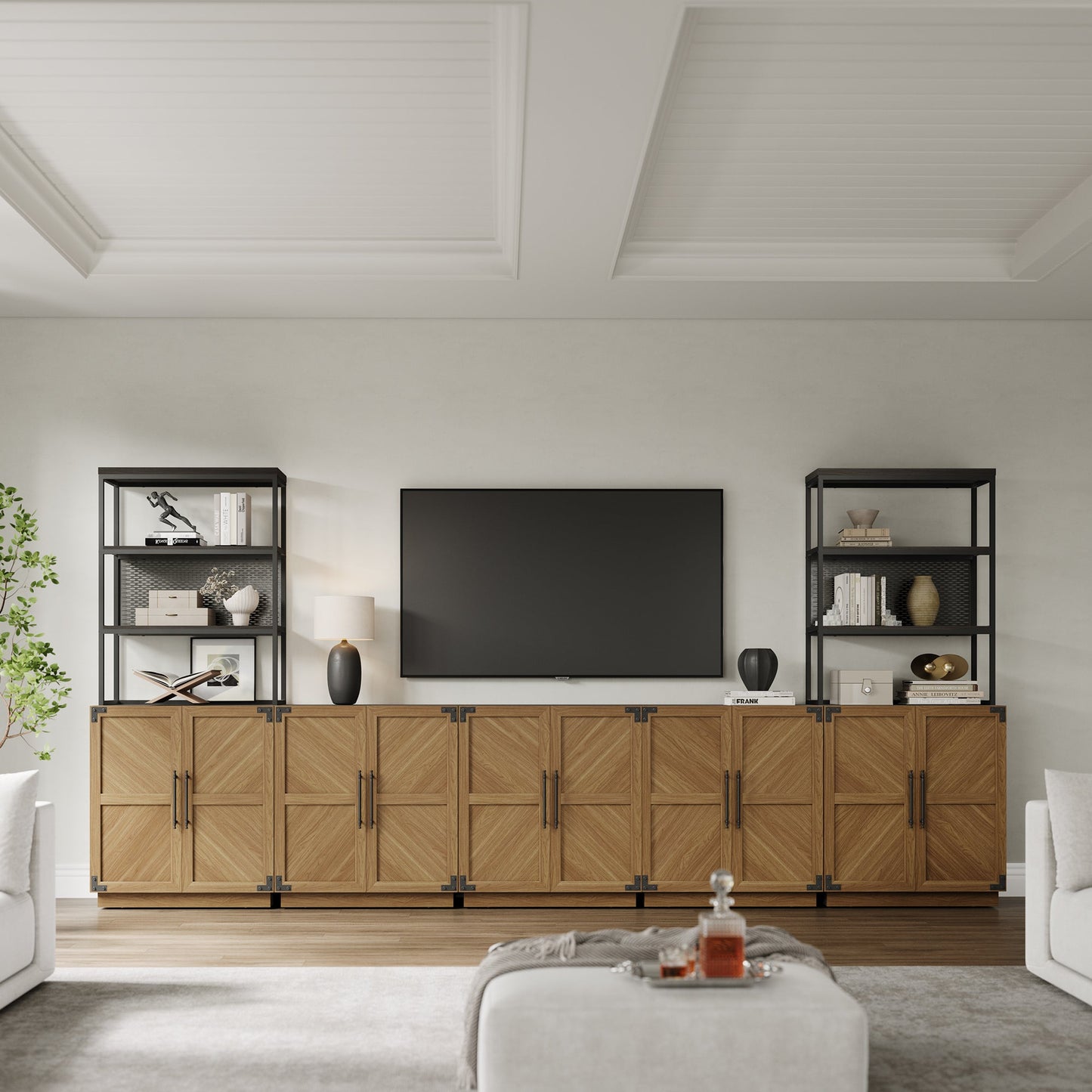 Willow 2 Doors Bookshelf, 75.3 Inch Tall