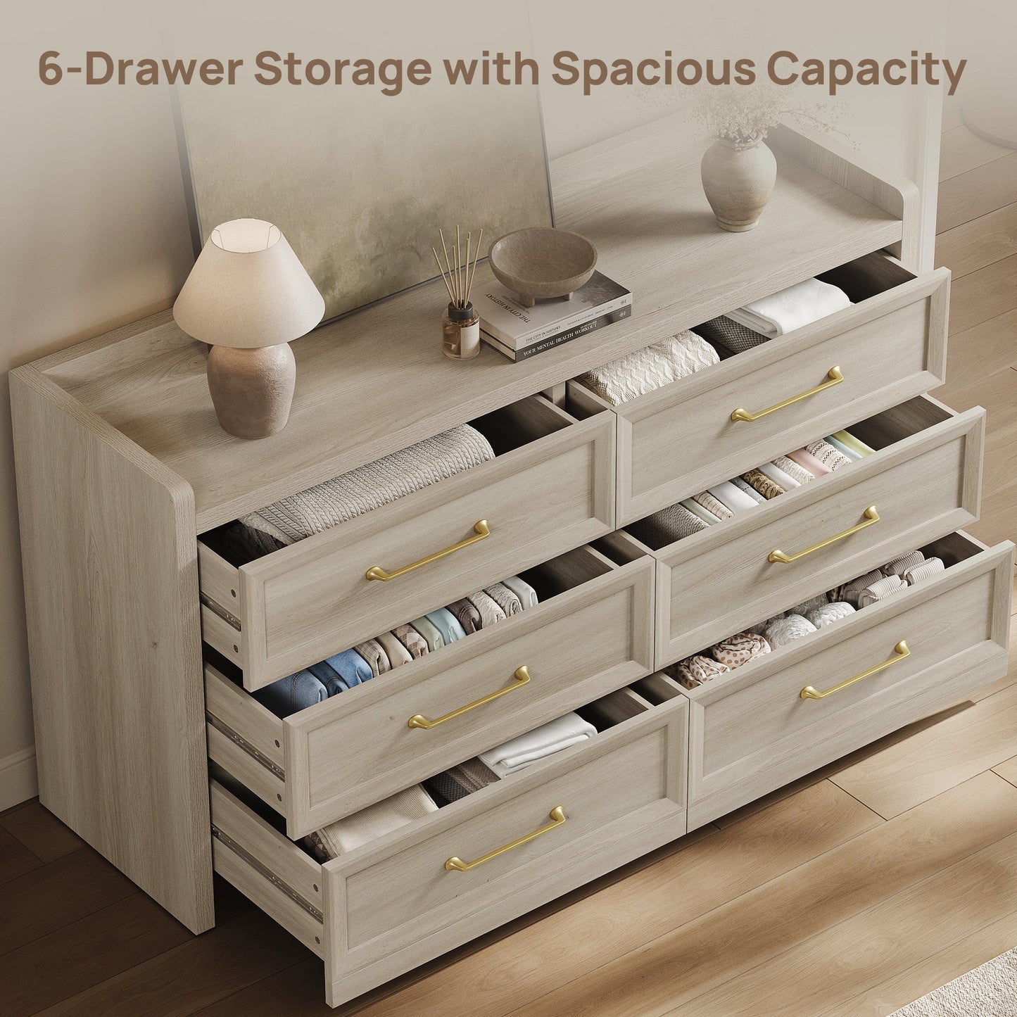 Helio White 6 Drawers Dresser