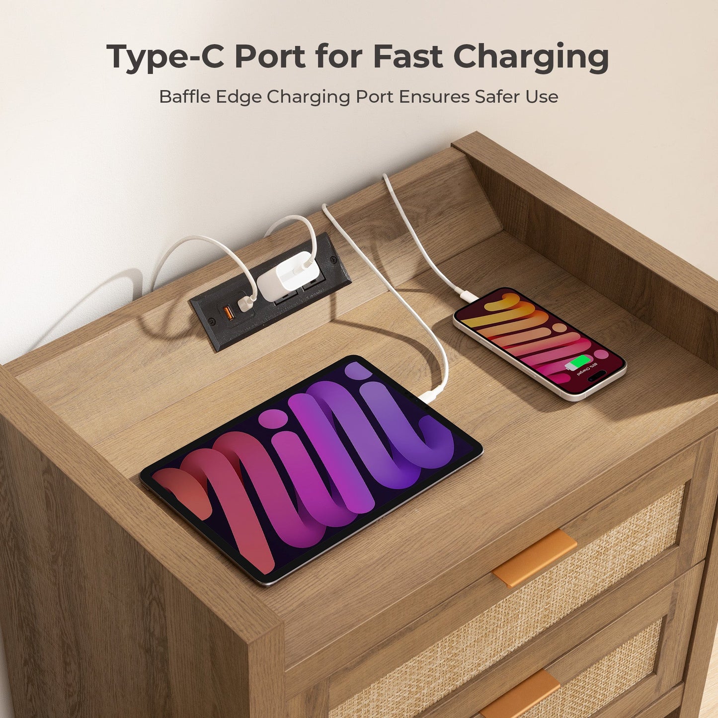 Savanna Nightstand with Charger