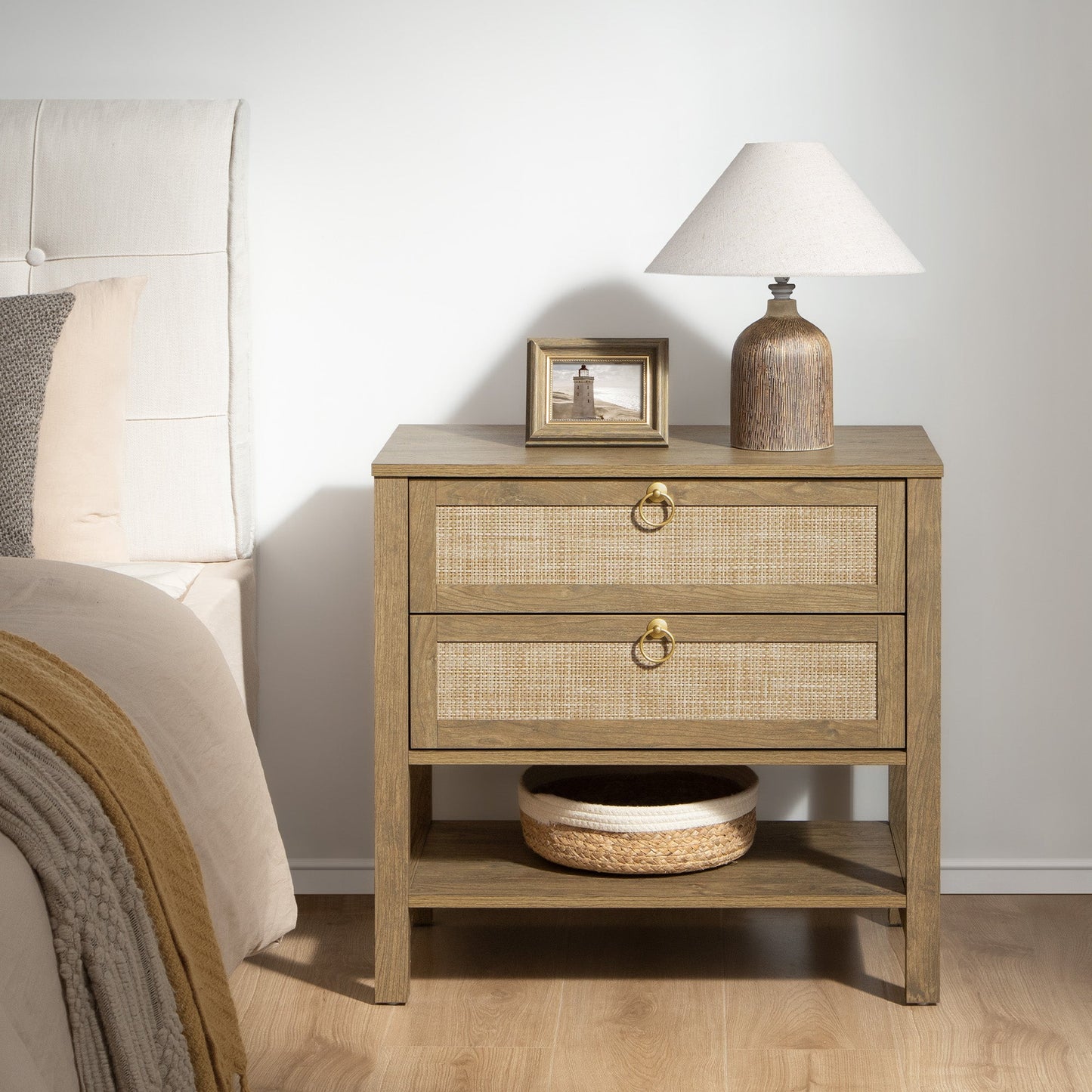 Terra White Nightstand, 25.6Inch Height