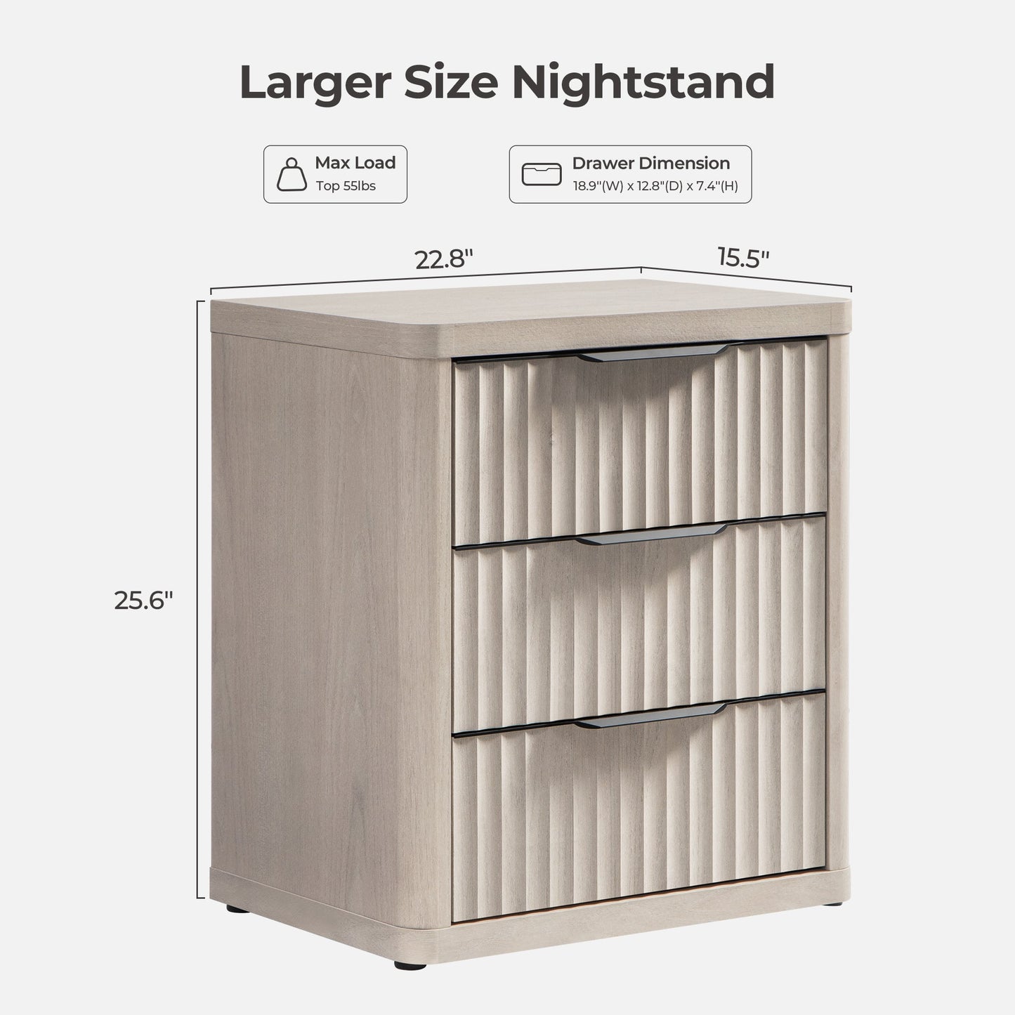 Cas 6 Drawers Dresser and 3 Drawers Nightstands Set for Bedroom