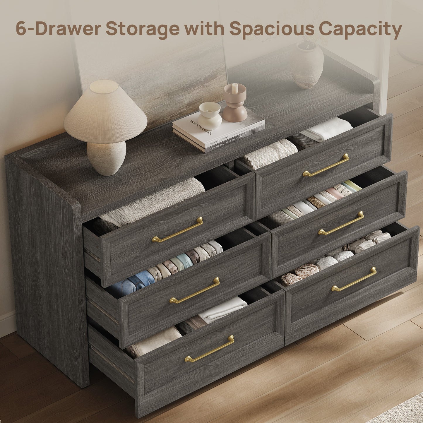 Helio White 6 Drawers Dresser