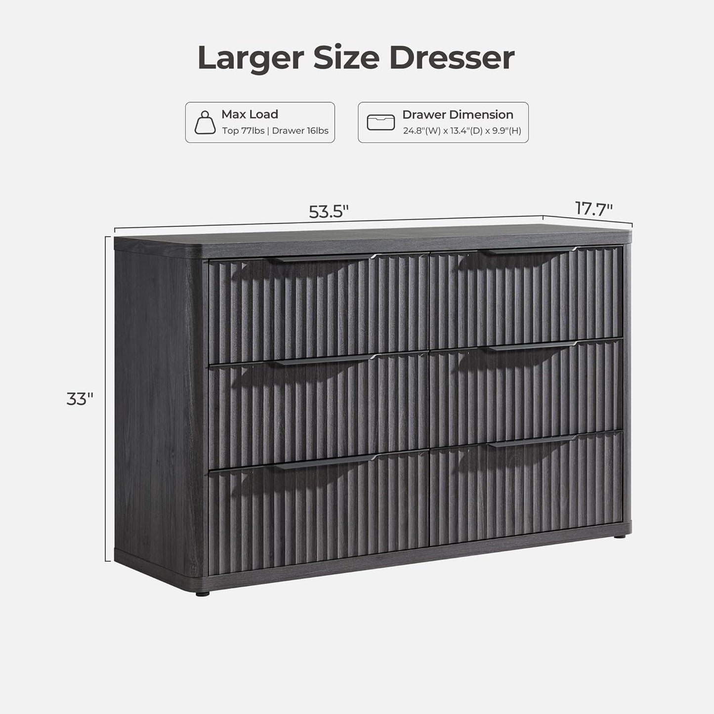 Cas 6 Drawers Dresser and 1 Drawer Nightstands Set