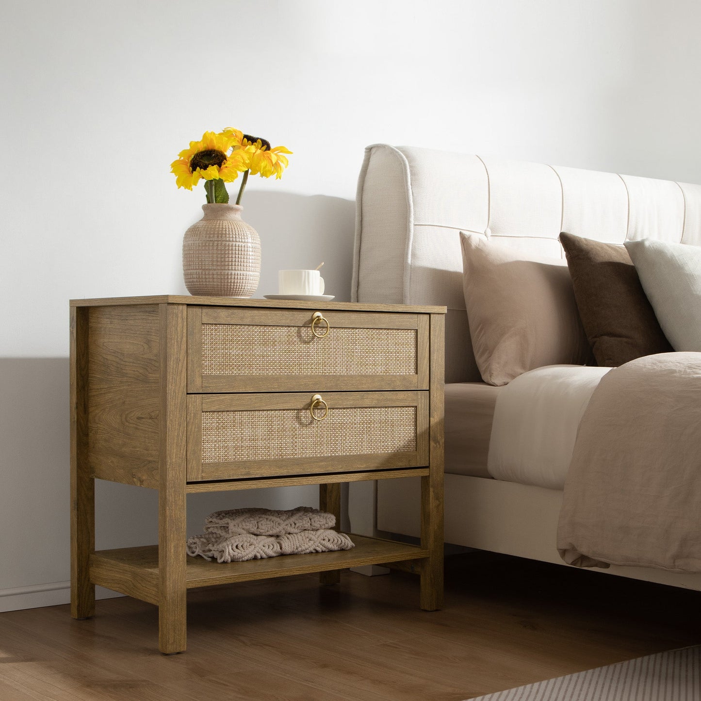 Terra White Nightstand, 25.6Inch Height