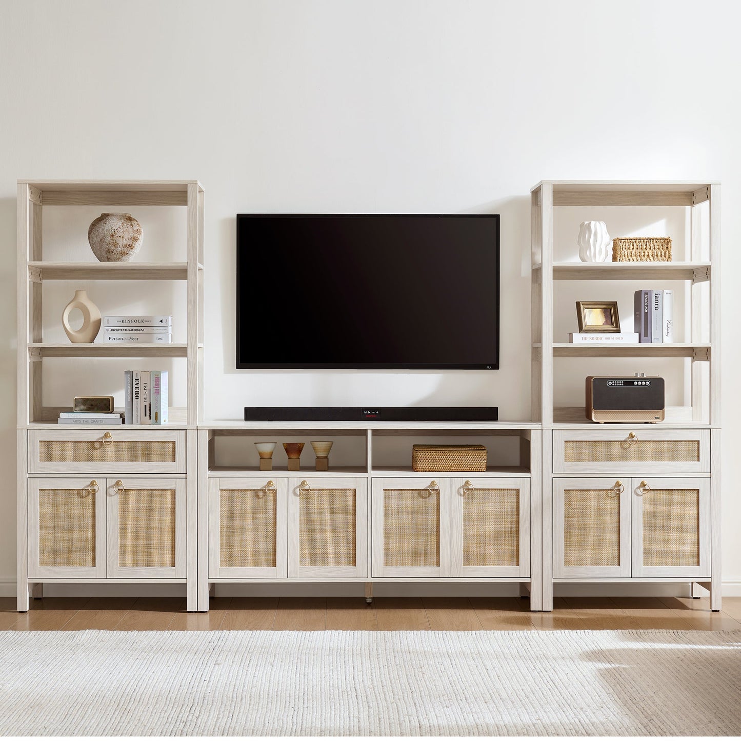 Terra 68.5Inch Bookshelf with Drawers