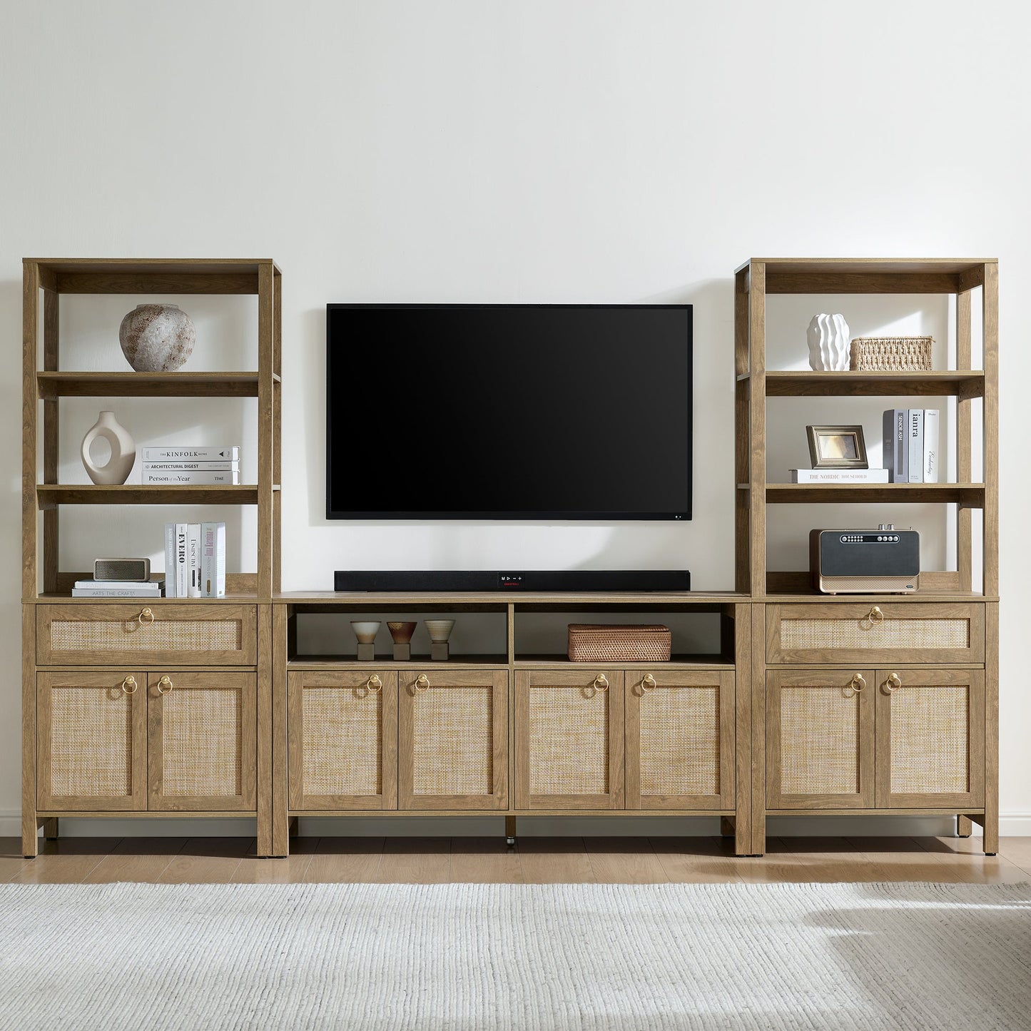 Terra 68.5Inch Bookshelf with Drawers