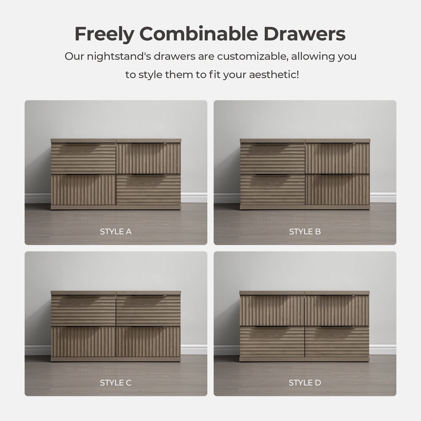 Stria Nightstand with Drawers