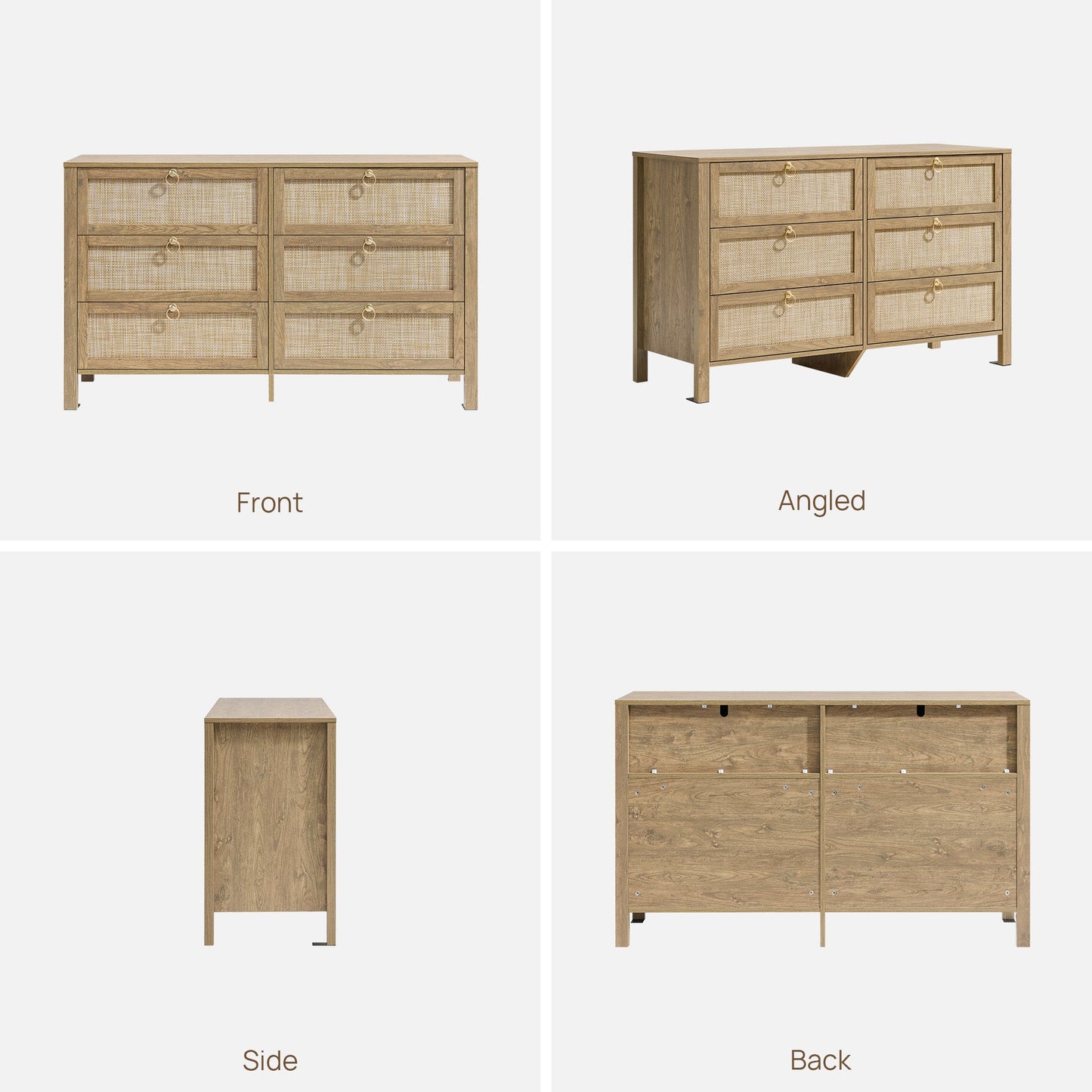 Terra 6-Drawer Dresser, Golden Handle