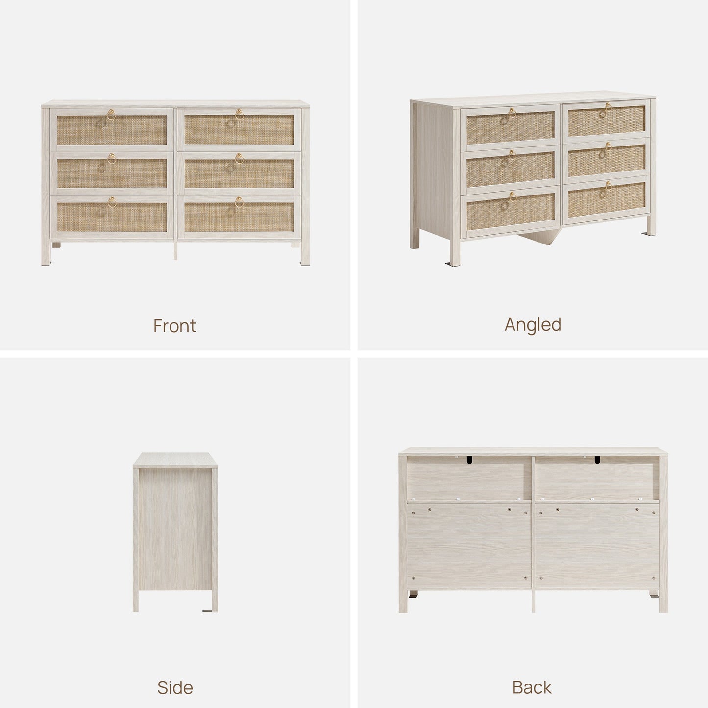 Terra White 6-Drawer Dresser