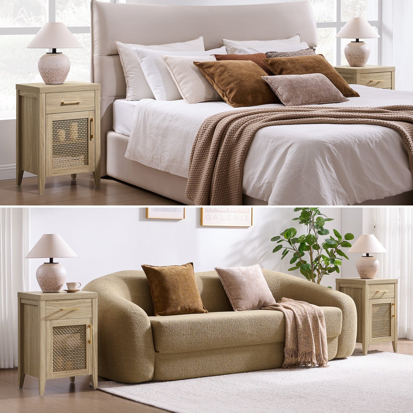 Andy Nightstand with Golden Mesh Door