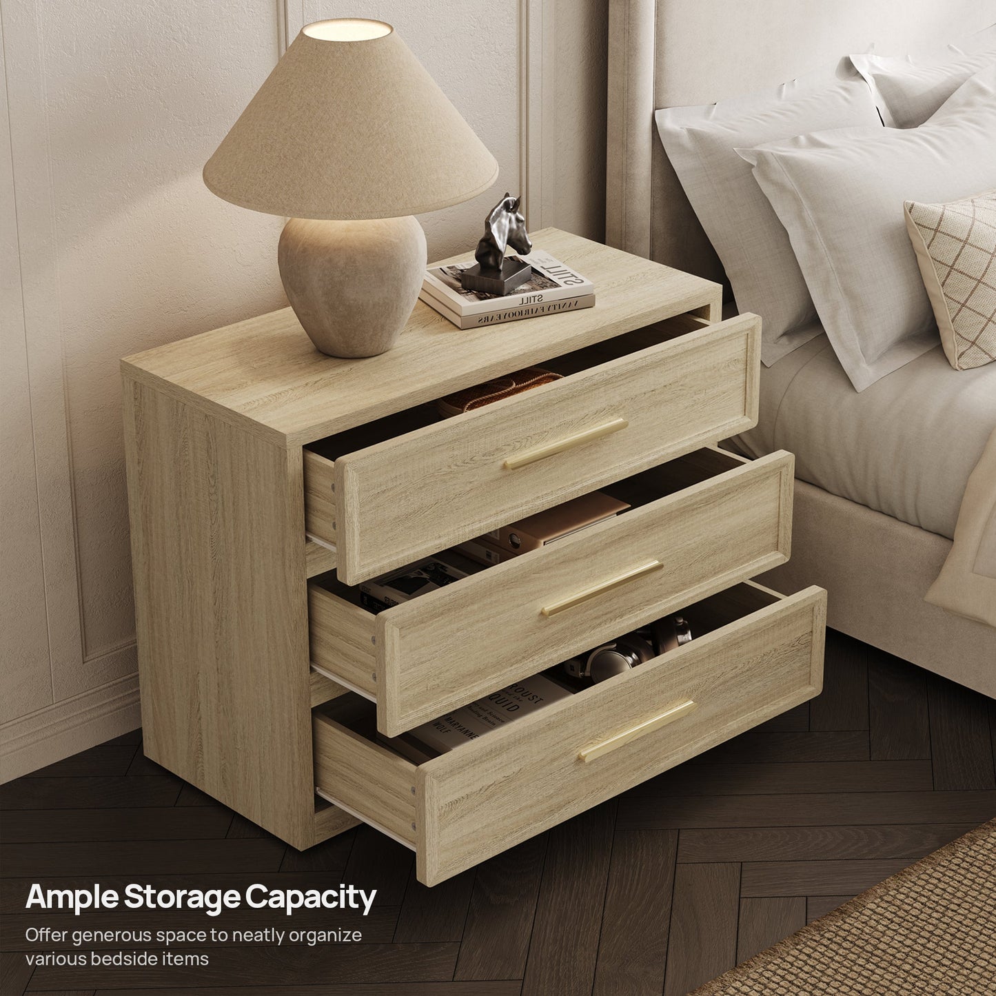 Crescent 9 Drawers Dresser and Nightstands Set