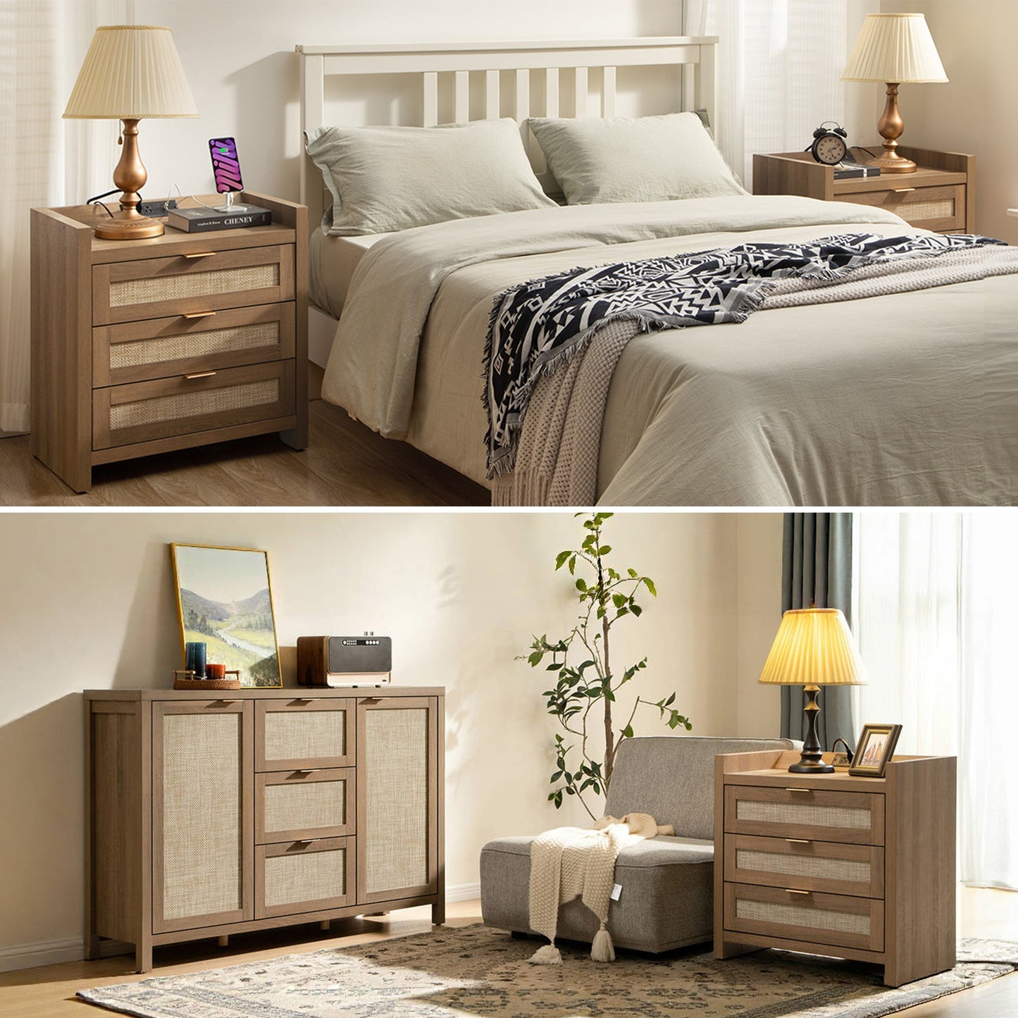 Savanna Vanity Table, Wardrobe and 3-Drawer Nightstand Set