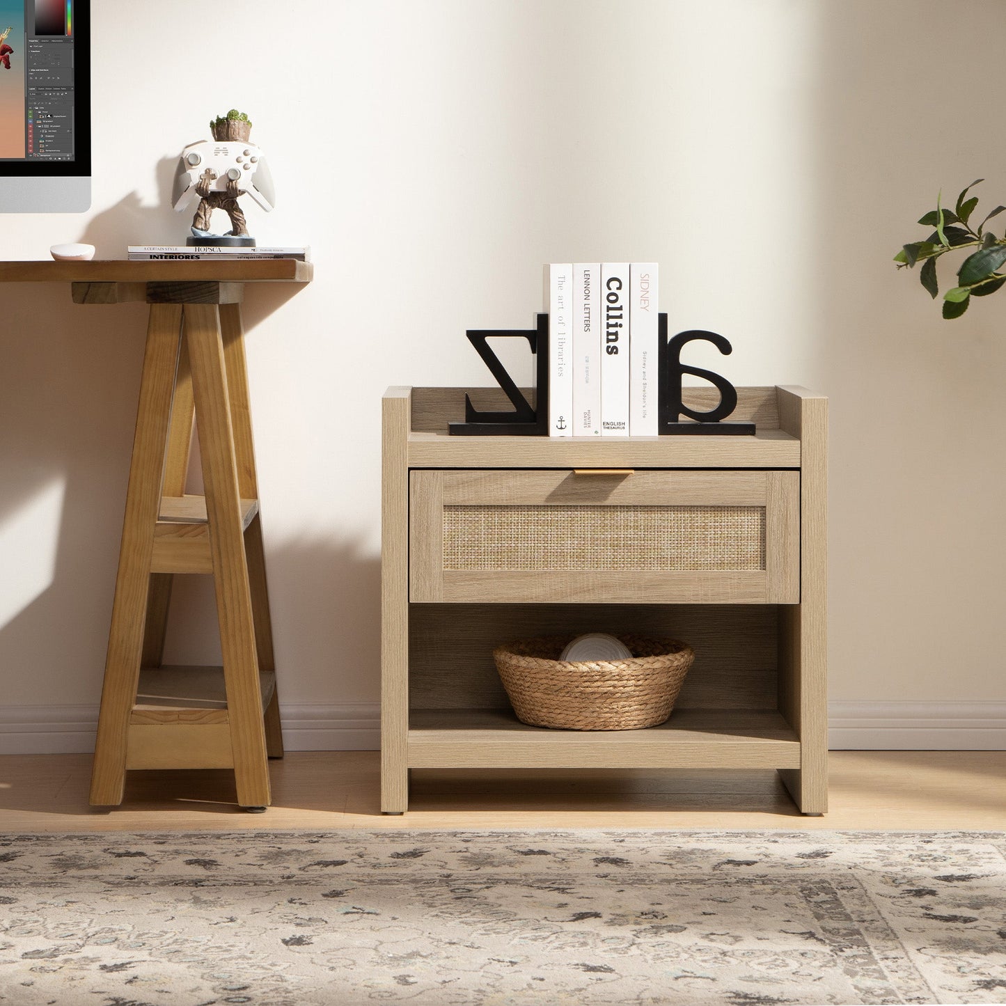 Savanna Rattan Nightstand with Drawer
