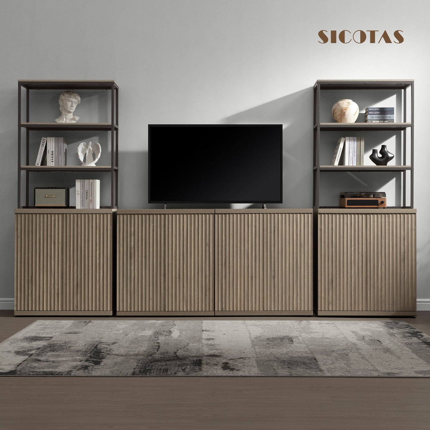 Stria Bookshelf with Storage