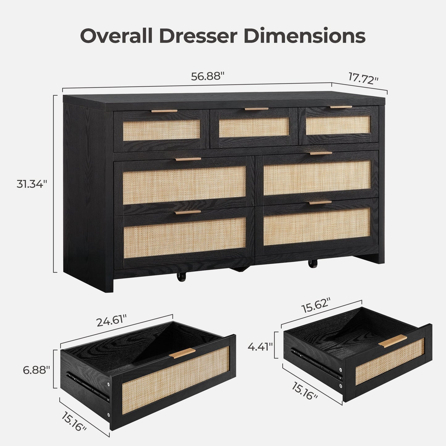 Savanna Nightstands and 7 Drawers Dresser Set