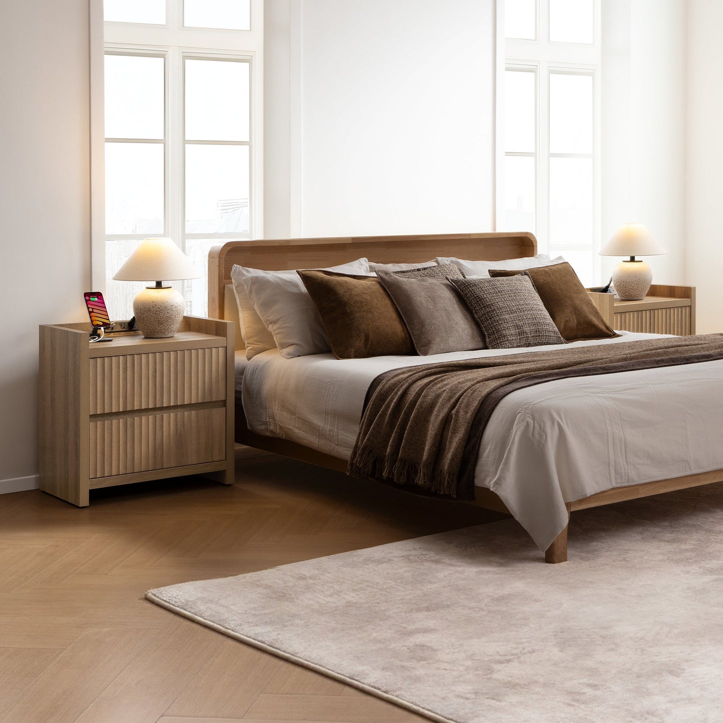 Prelude Night Table with Drawers and Charger
