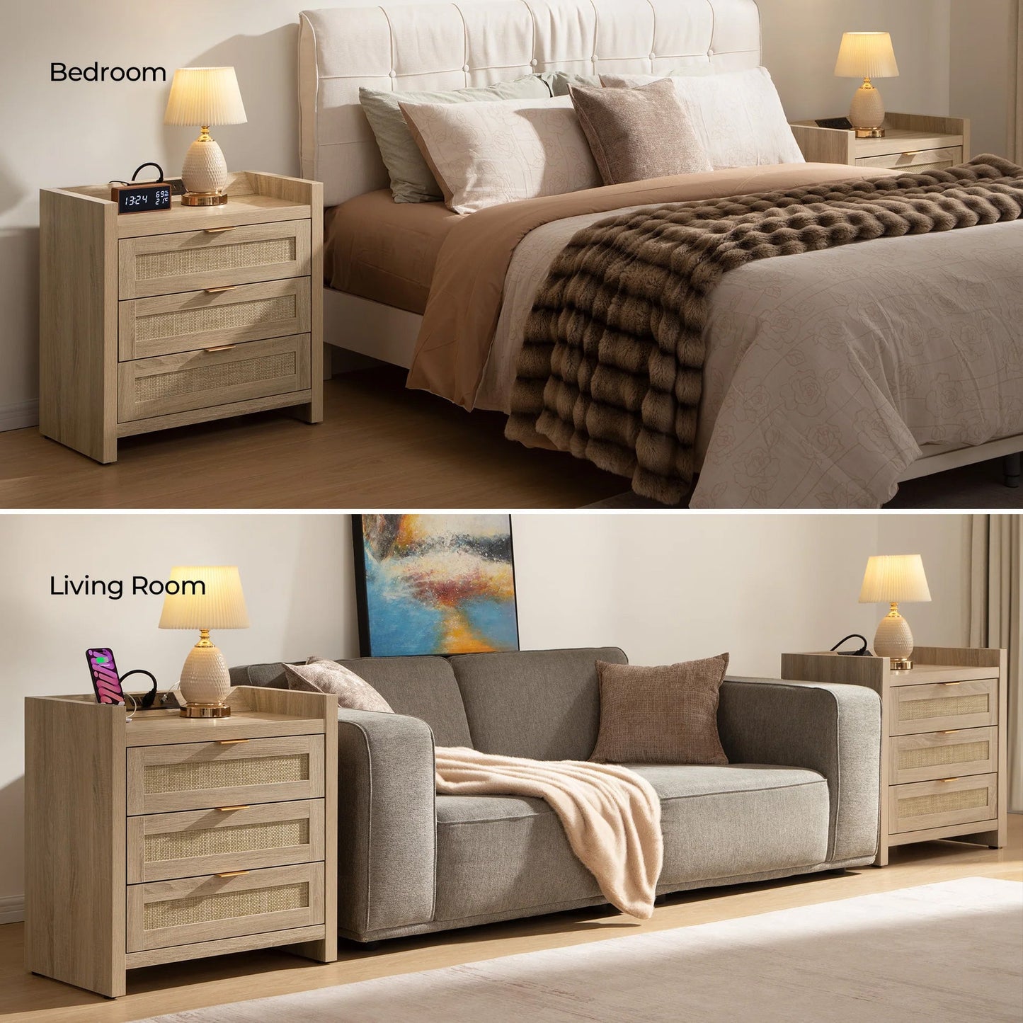 Savanna Makeup Vanity, Wardrobe and 3 Drawers Nightstand Set