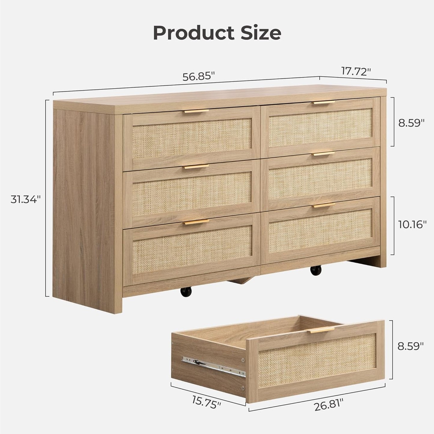 Savanna Nightstand and 6-Drawers Dresser Set