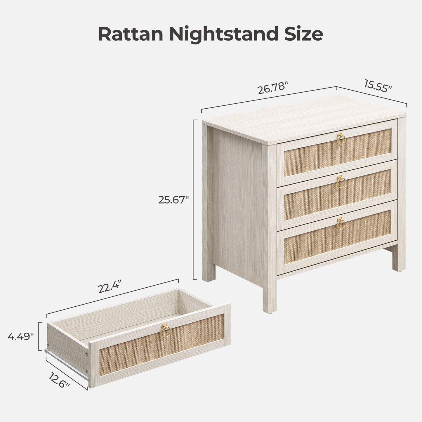 Terra Dresser and 3 Drawers Nightstands Set