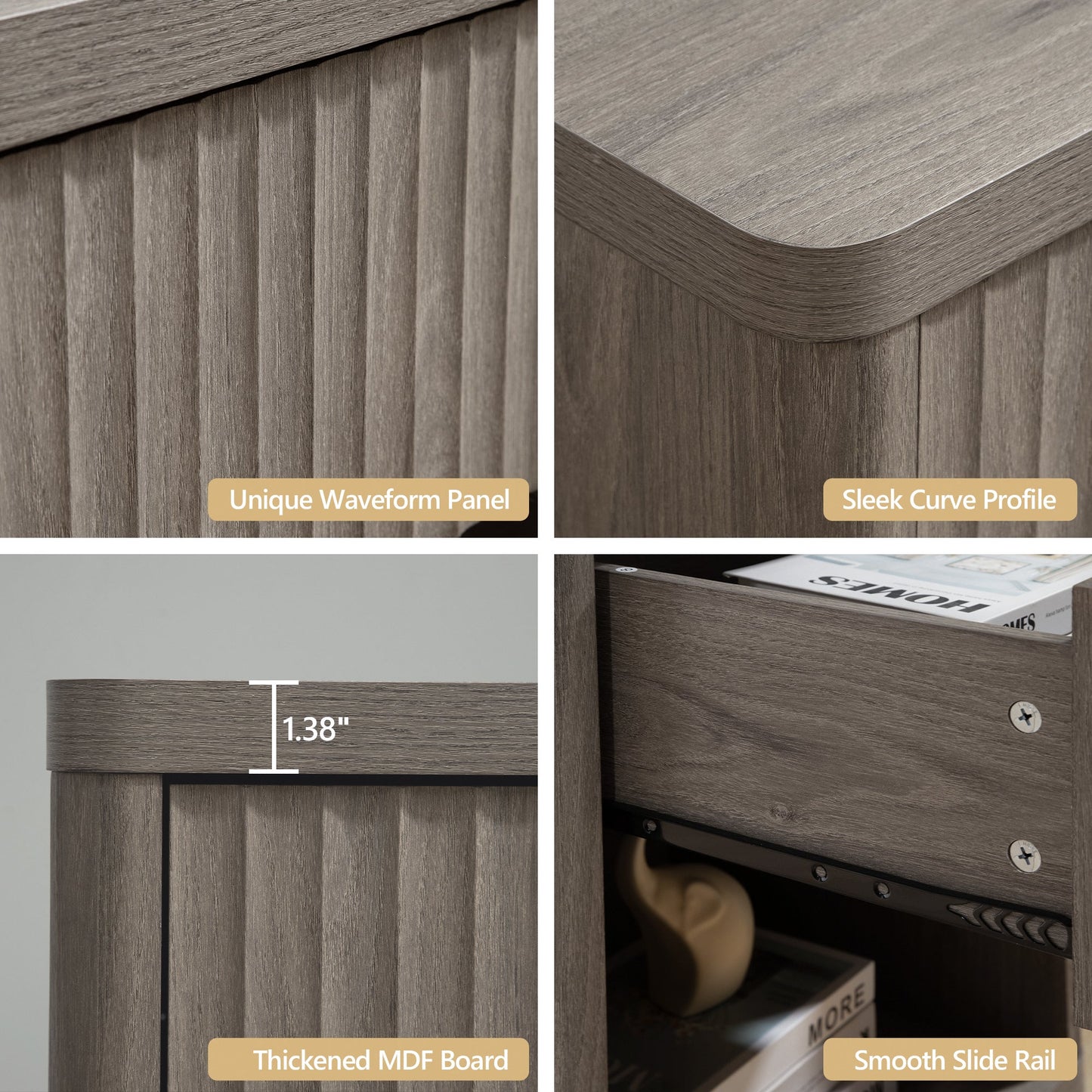 Cas 6 Drawers Dresser and 1 Drawer Nightstands Set for Bedroom