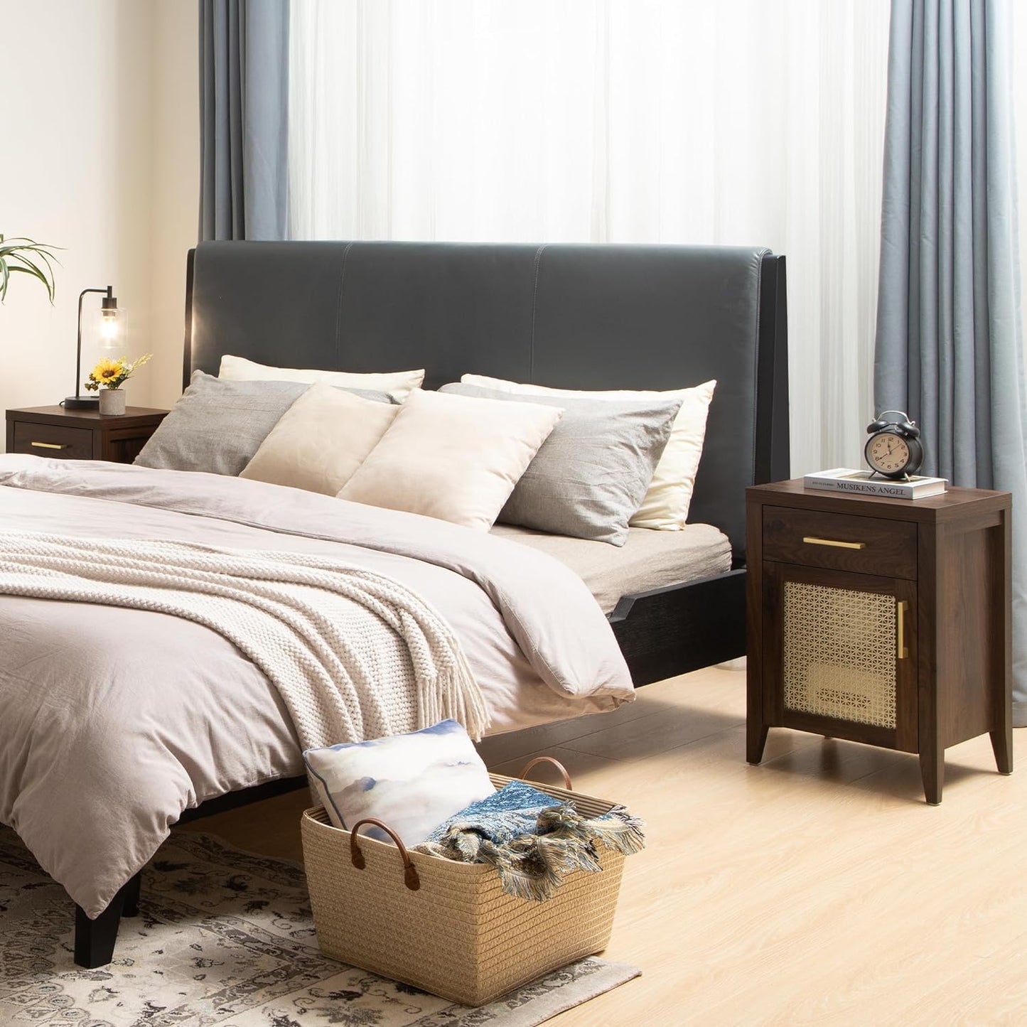 Andy Nightstand with Golden Mesh Door