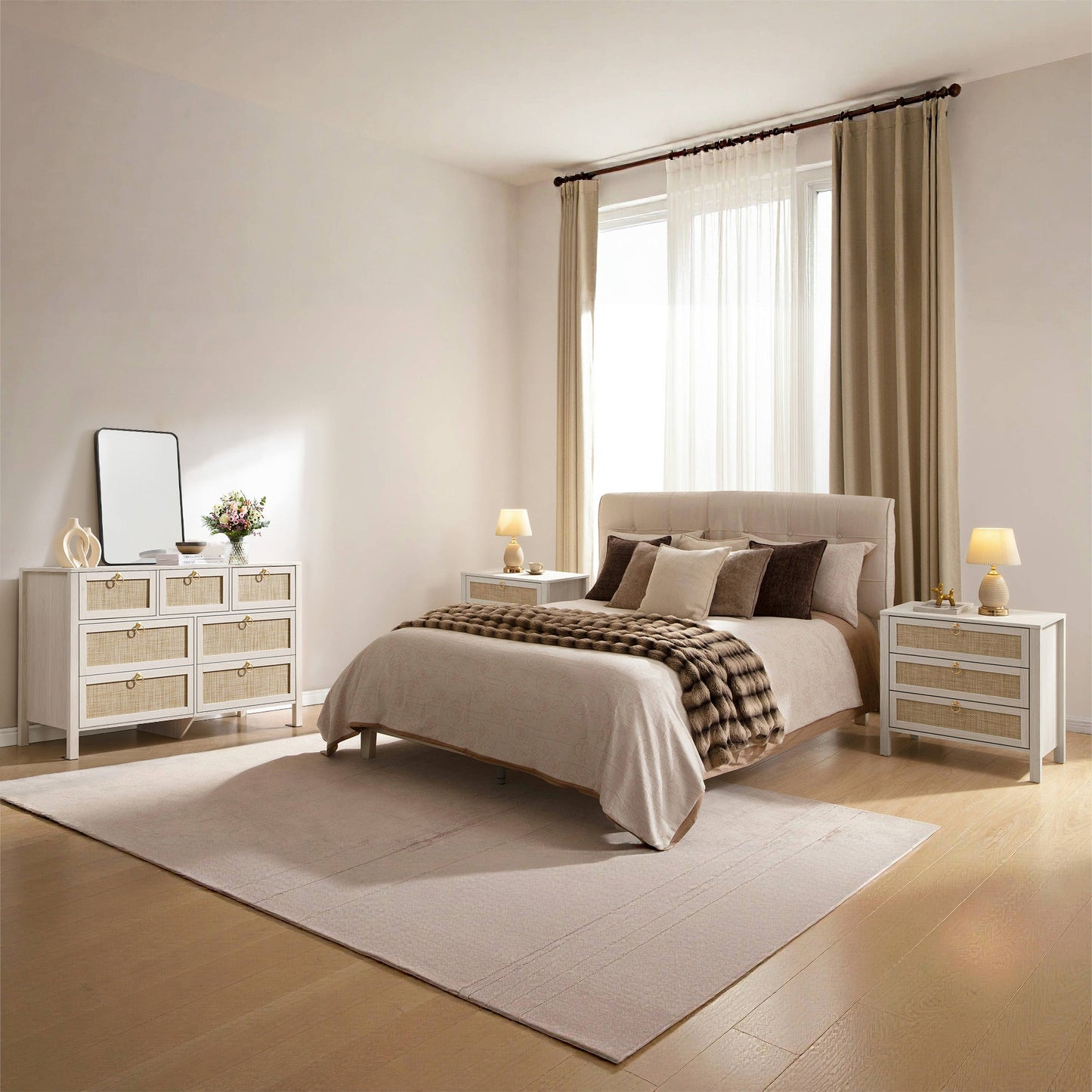 Terra Dresser and 3 Drawers Nightstands Sets
