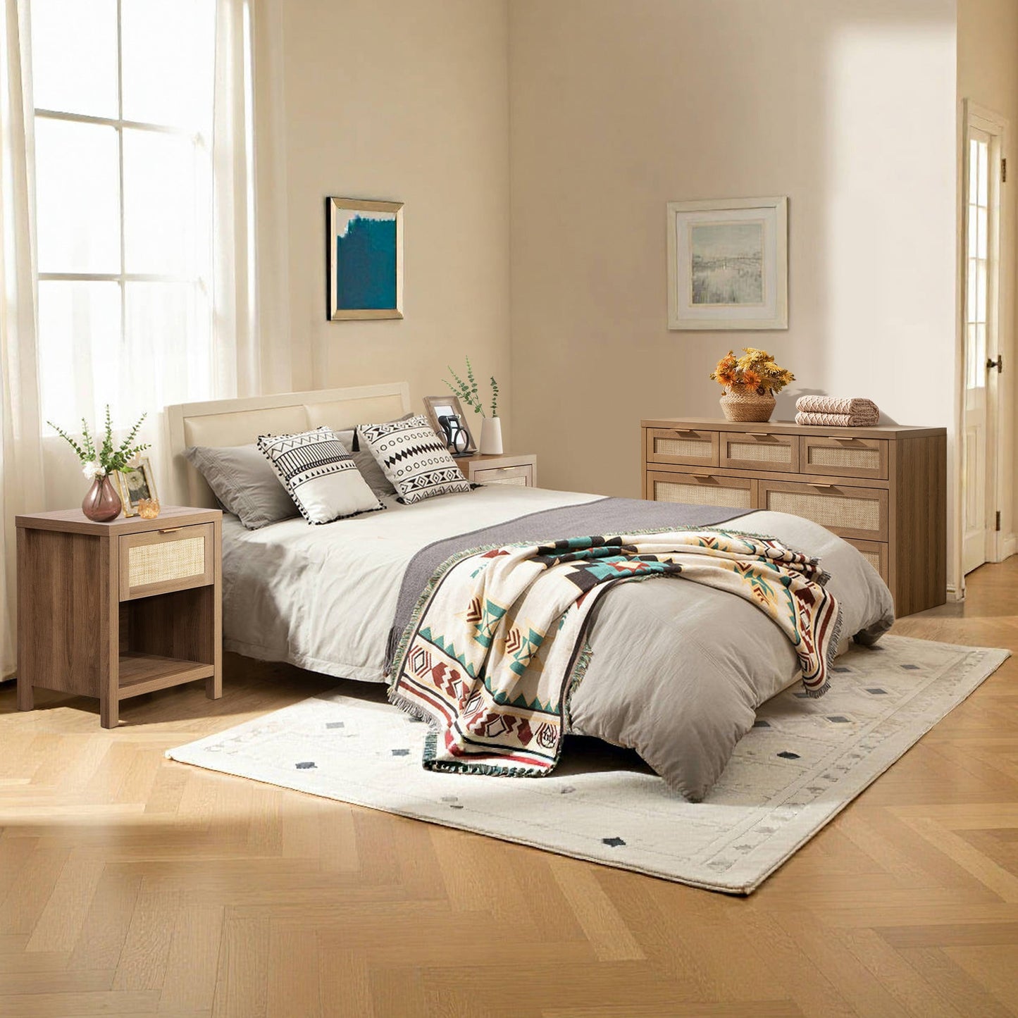 Savanna Nightstands and 7 Drawers Dresser Set