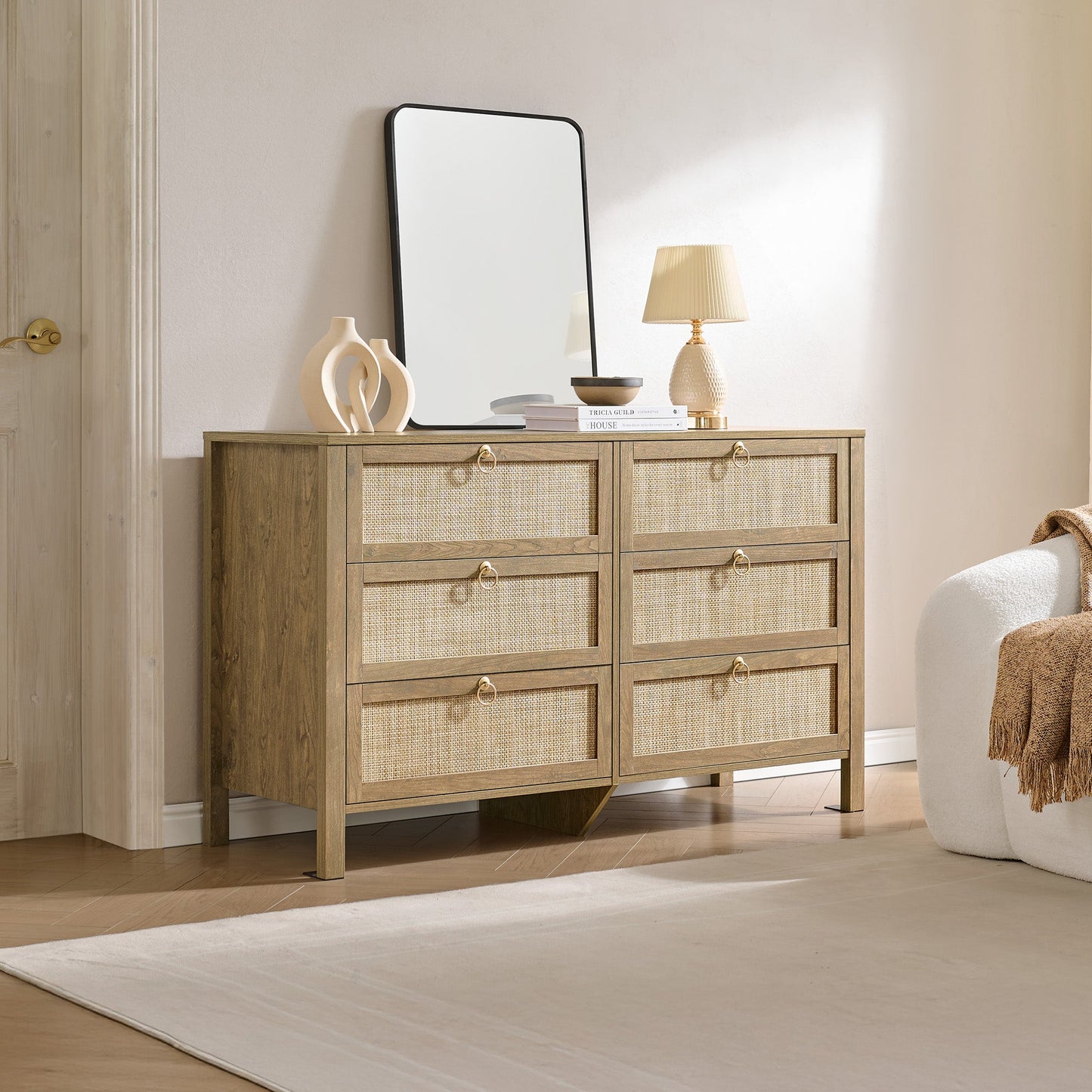 Terra White 6-Drawer Dresser