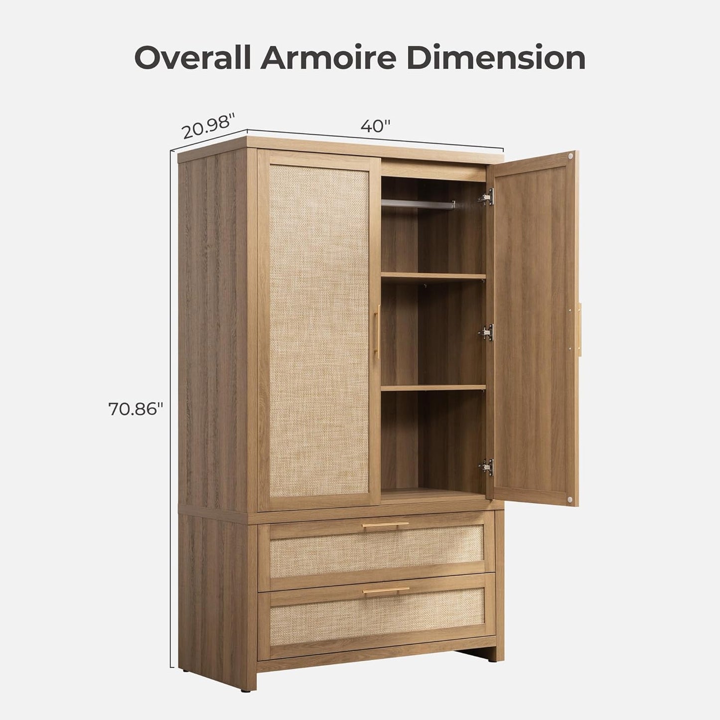 Savanna Vanity Table, Wardrobe and 2-Drawer Nightstand Set