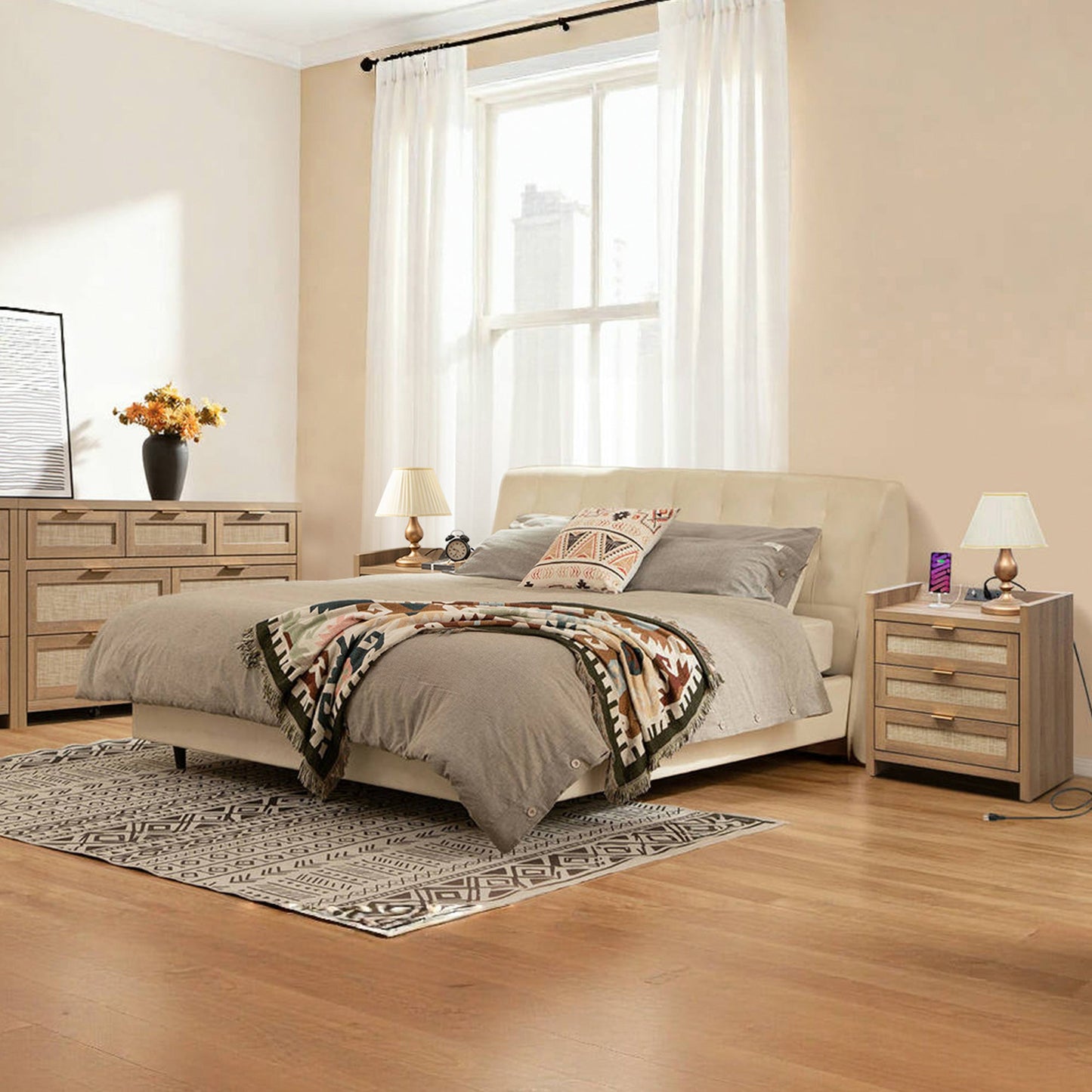 Savanna Rattan Dresser and Nightstands Set