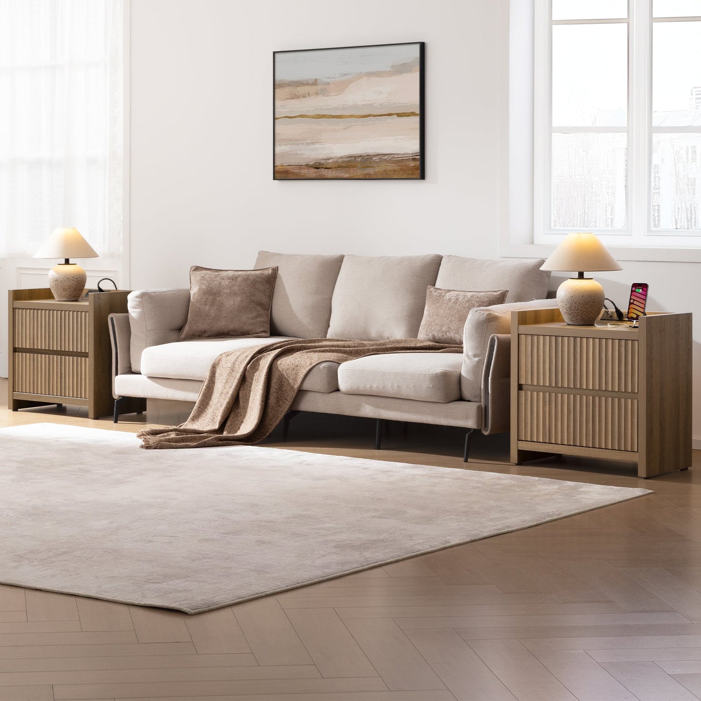 Prelude Night Table with Drawers and Charger