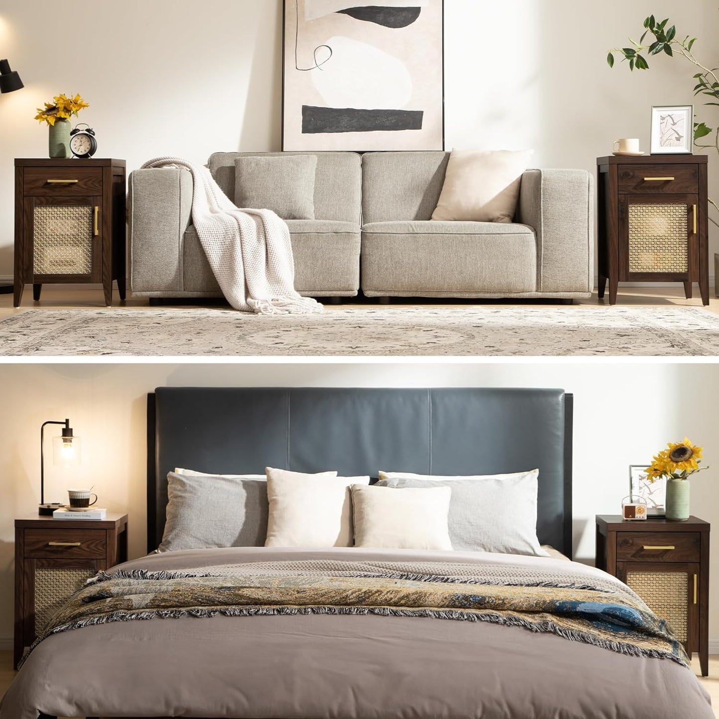 Andy Nightstand with Golden Mesh Door