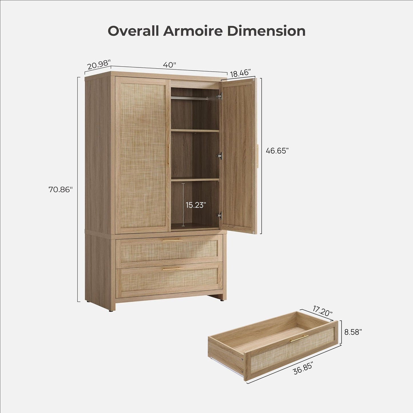 Savanna Makeup Vanity, Wardrobe and 2 Drawers Nightstands Set