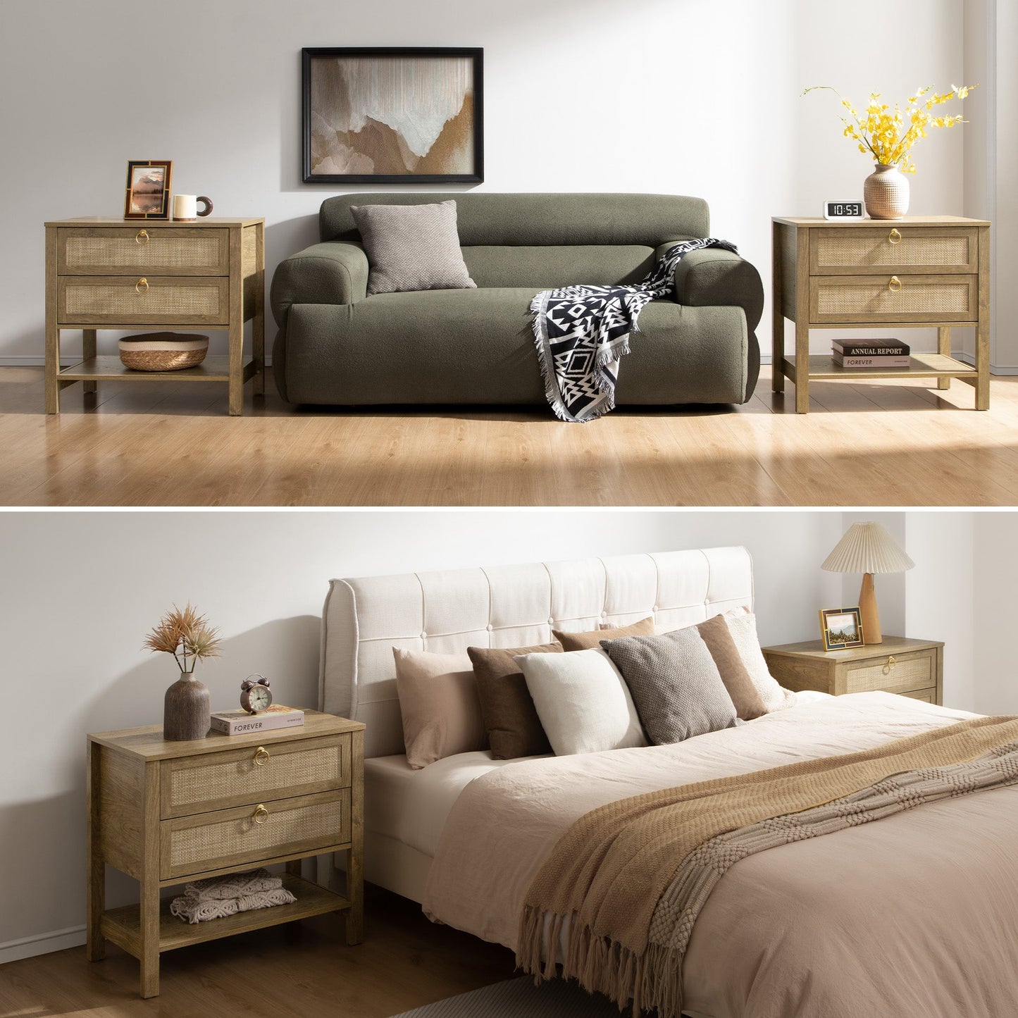 Terra White Nightstand, 25.6Inch Height