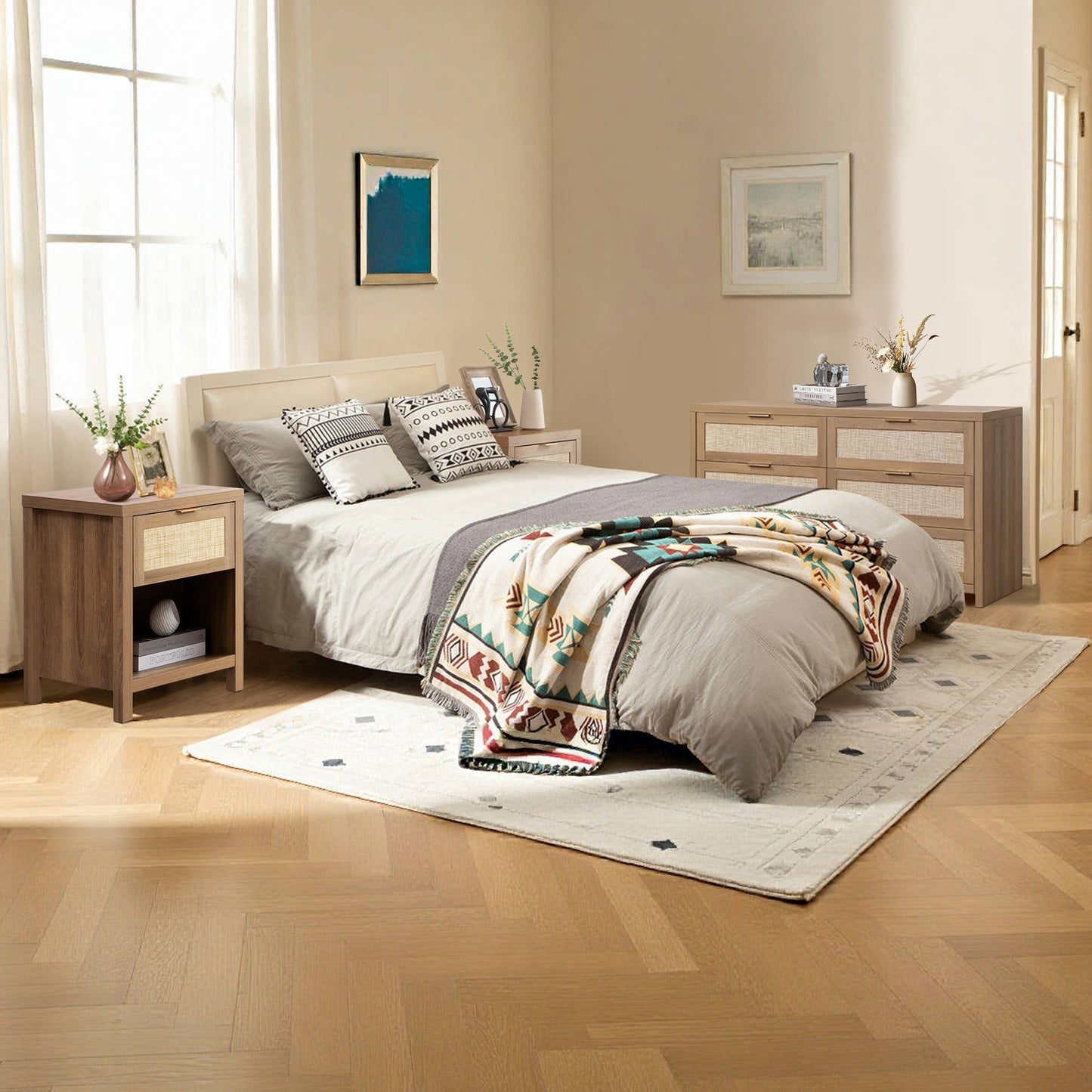 Savanna Nightstand and 6-Drawers Dresser Set