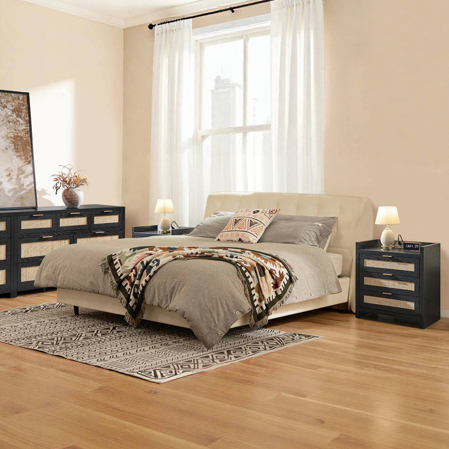 Savanna Rattan Dresser and Nightstands Set