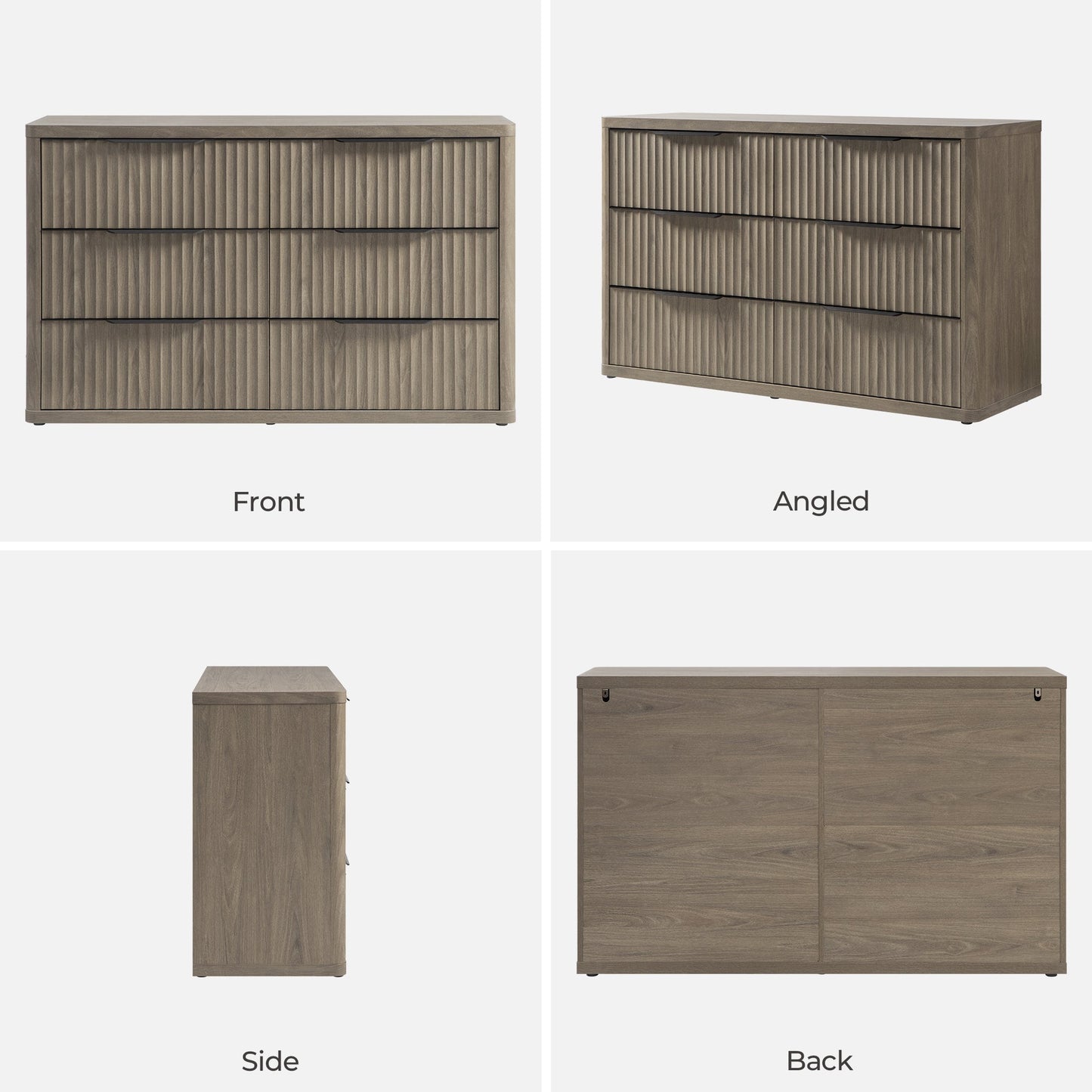 Cas 6 Drawers Dresser and 1 Drawer Nightstands Set for Bedroom