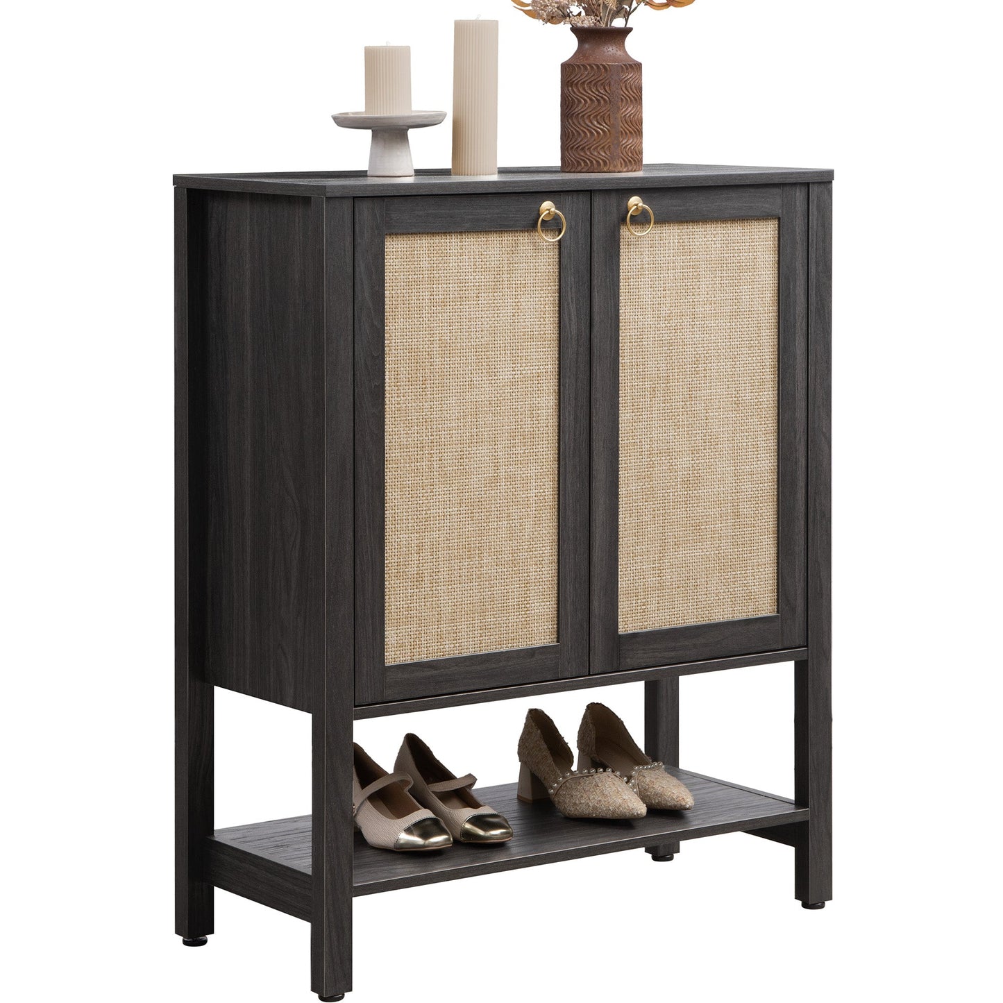 Terra Black Shoe Cabinet, 2 Doors