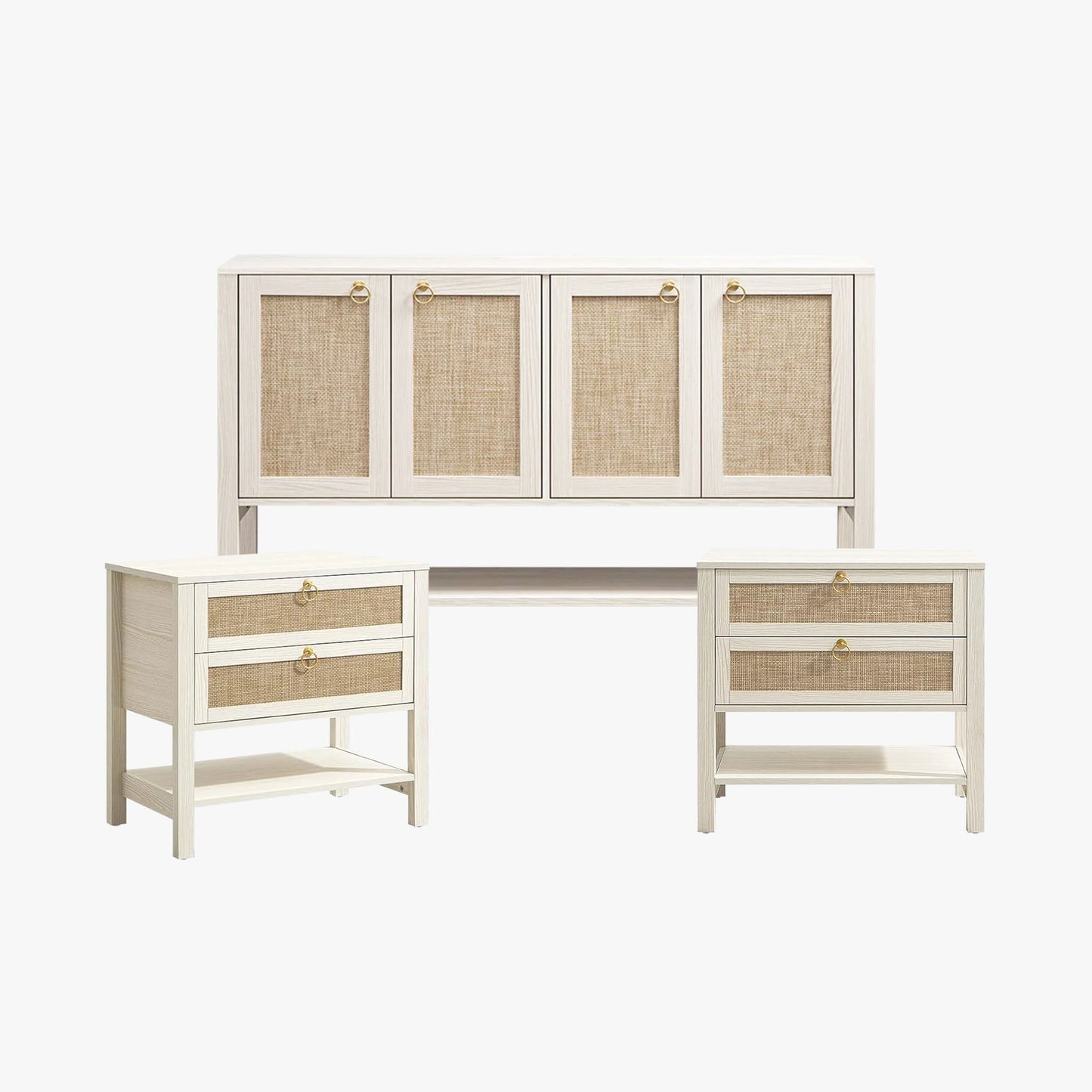 Terra 4 Doors Sideboard and 2 Drawers Nightstands Set