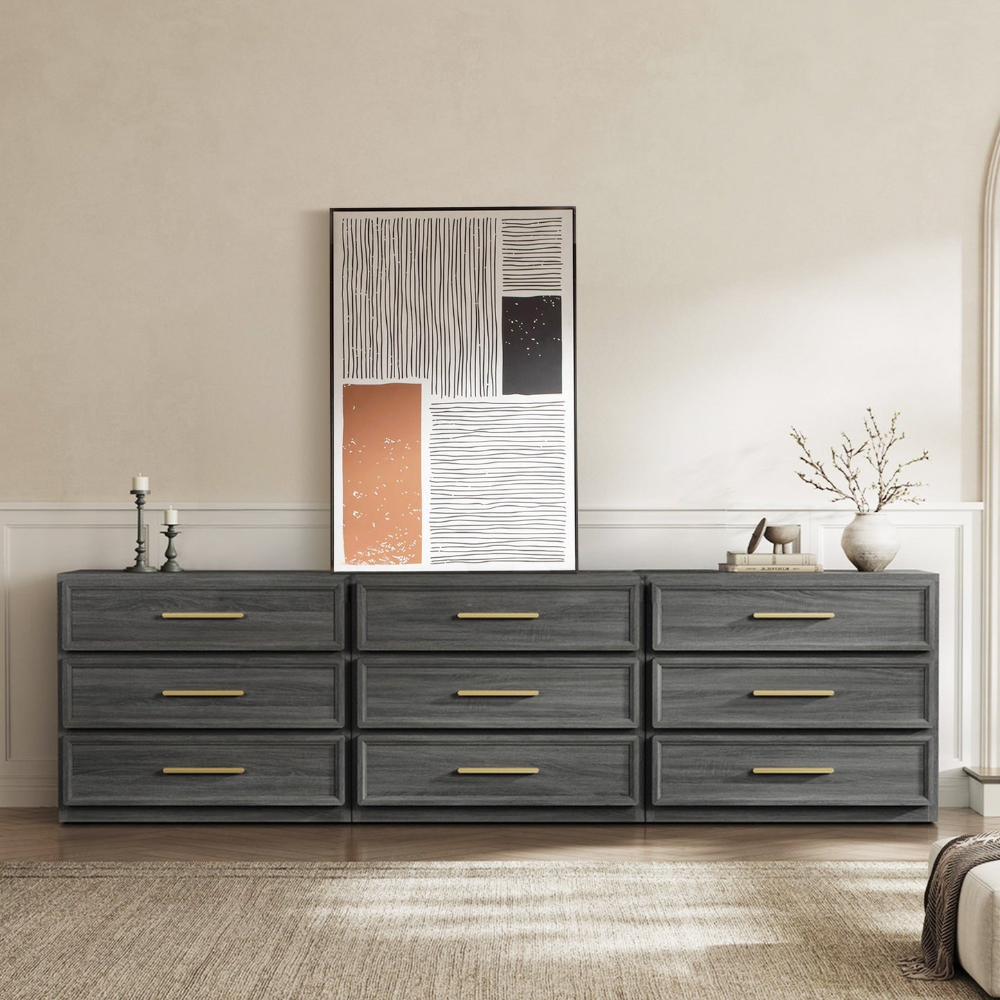 Crescent Modular 9 Drawers Dresser, 93.9 Inch Wide