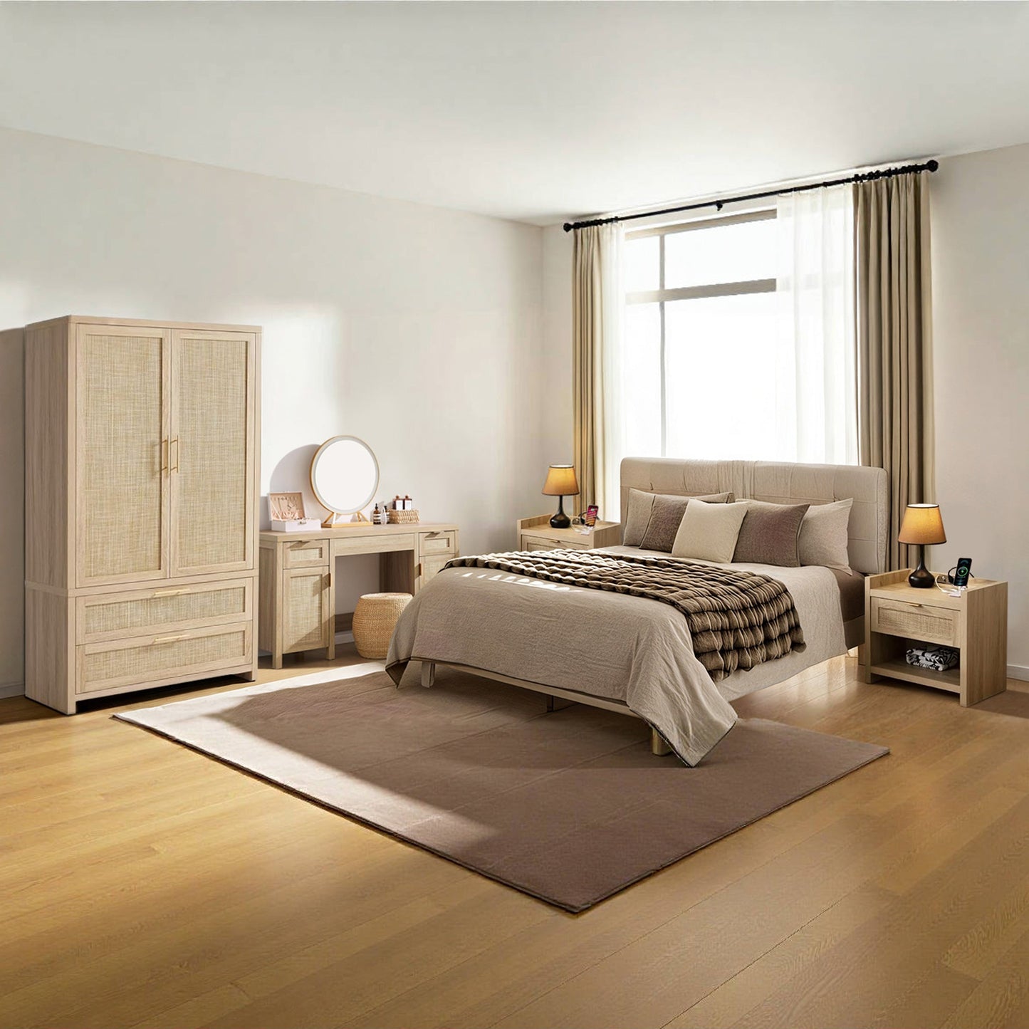 Savanna Makeup Vanity, Wardrobe and Nightstands Set