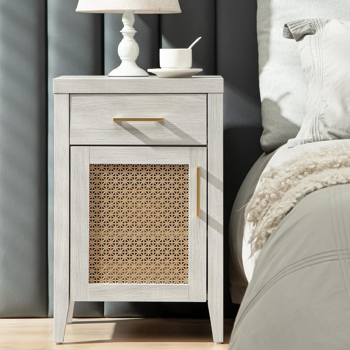 Andy Nightstand with Golden Mesh Door