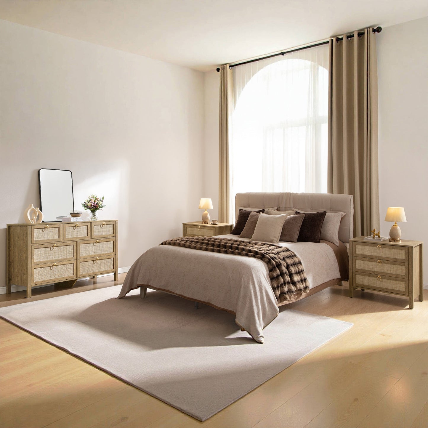 Terra Dresser and 3 Drawers Nightstands Sets