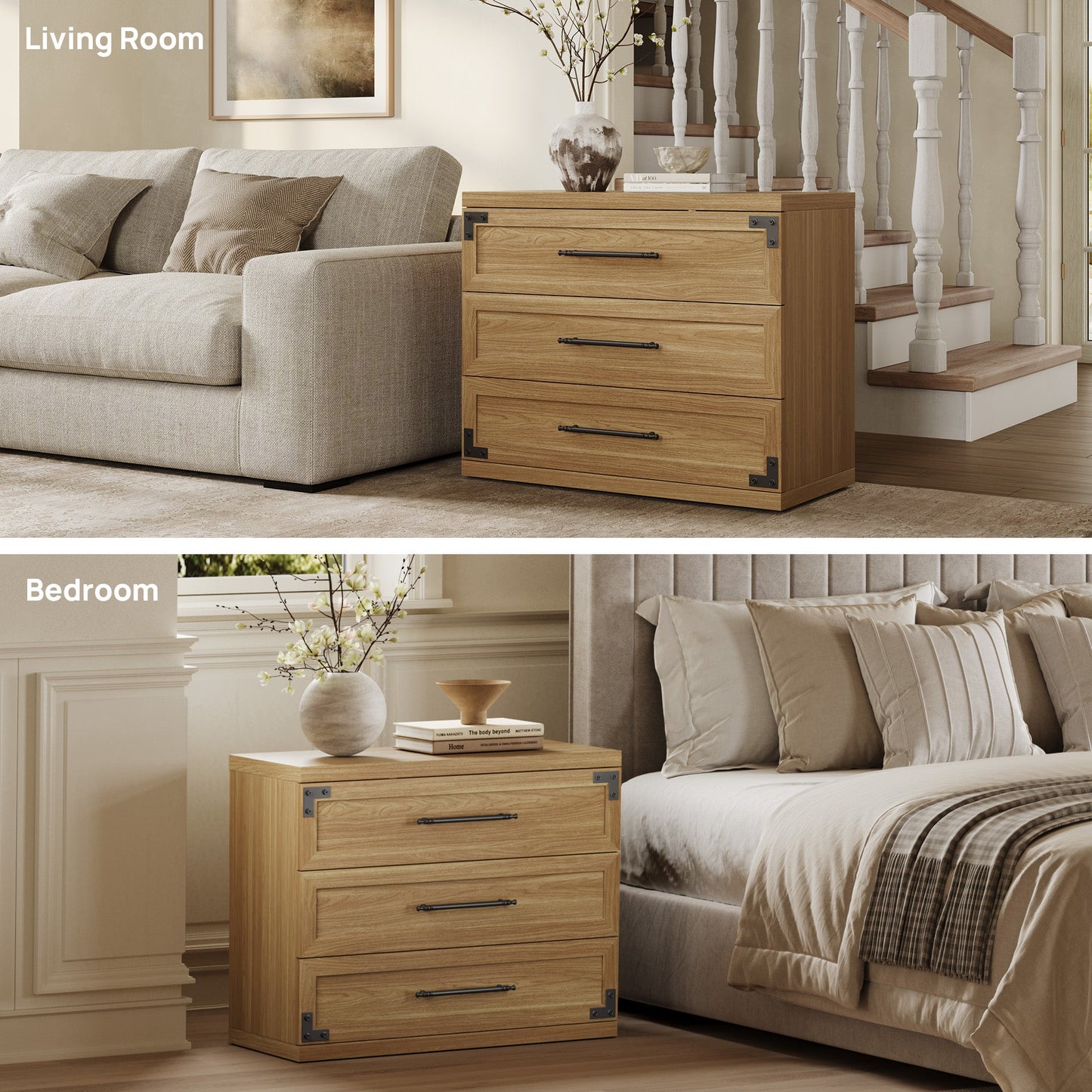 Willow 3-Drawers Nightstands Set