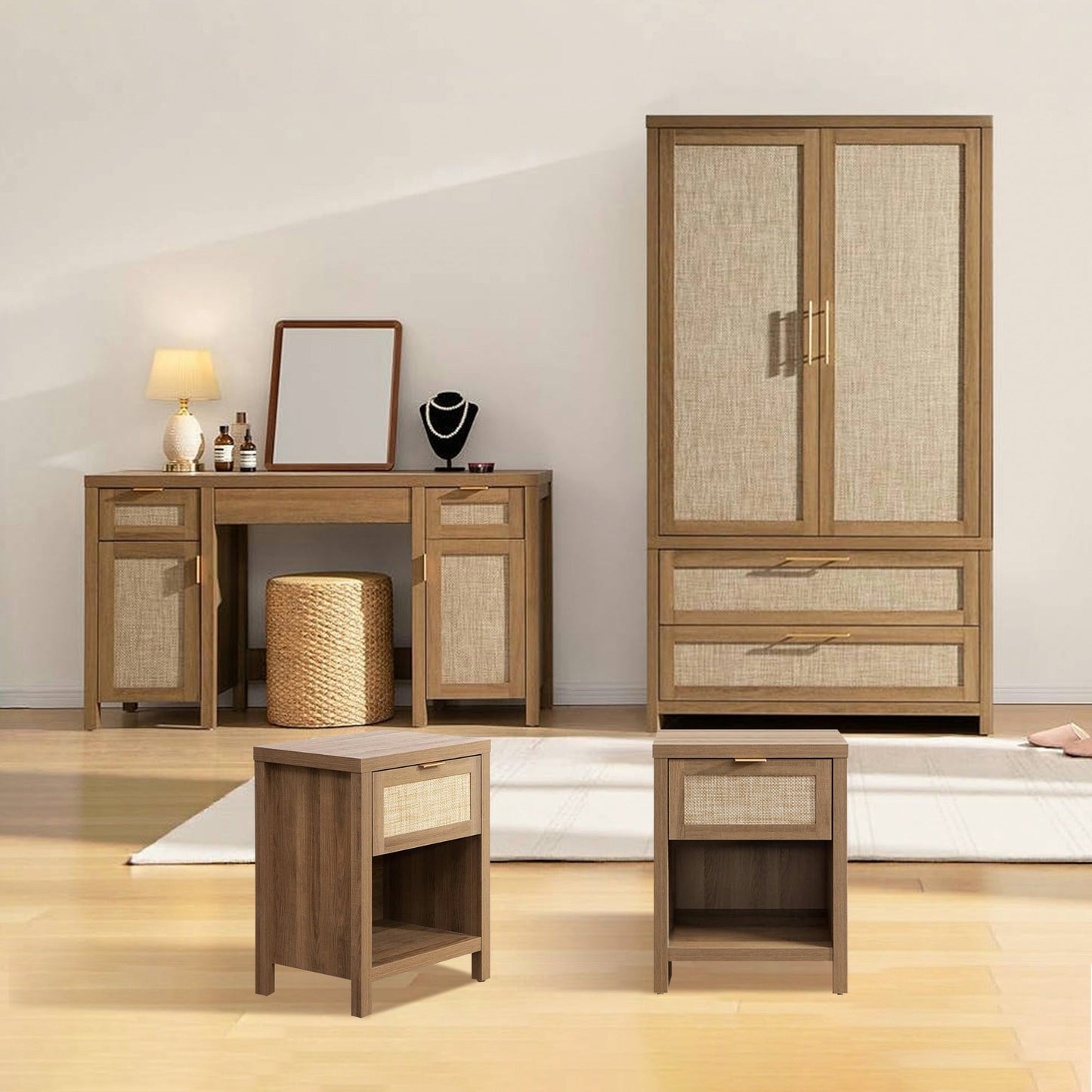 Savanna Makeup Vanity, Wardrobe and Nightstands Set