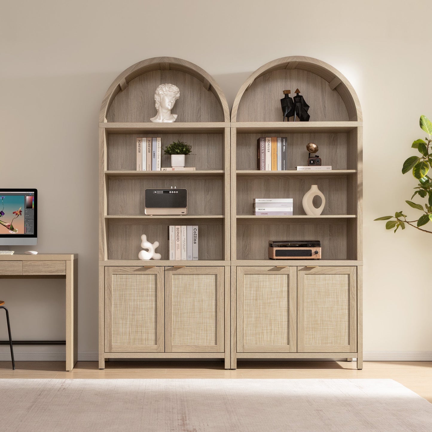 Savanna Arched Bookcase, 84.2Inch Height